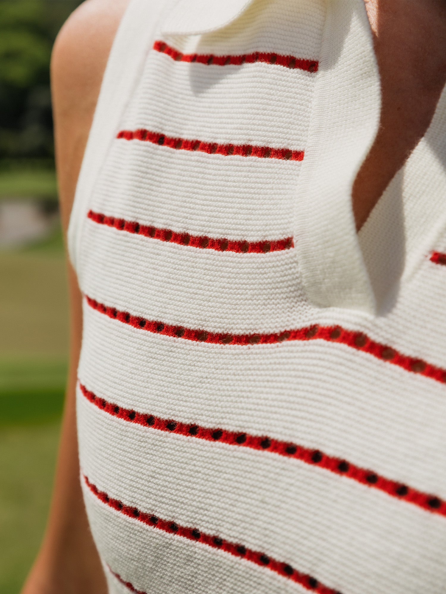 Womens Links Knit Polo White / Red