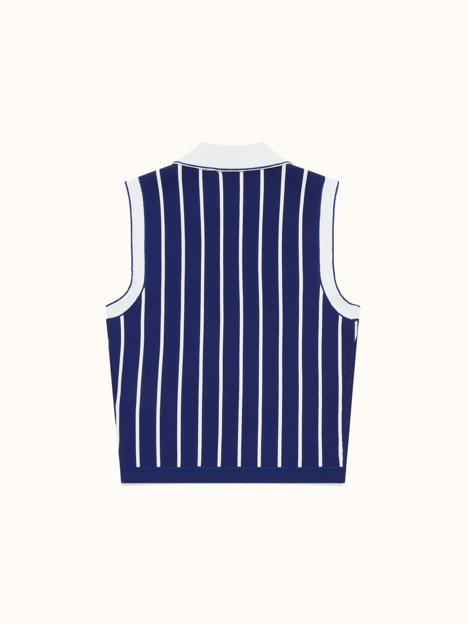 Womens Stripe Knit Polo Navy / White