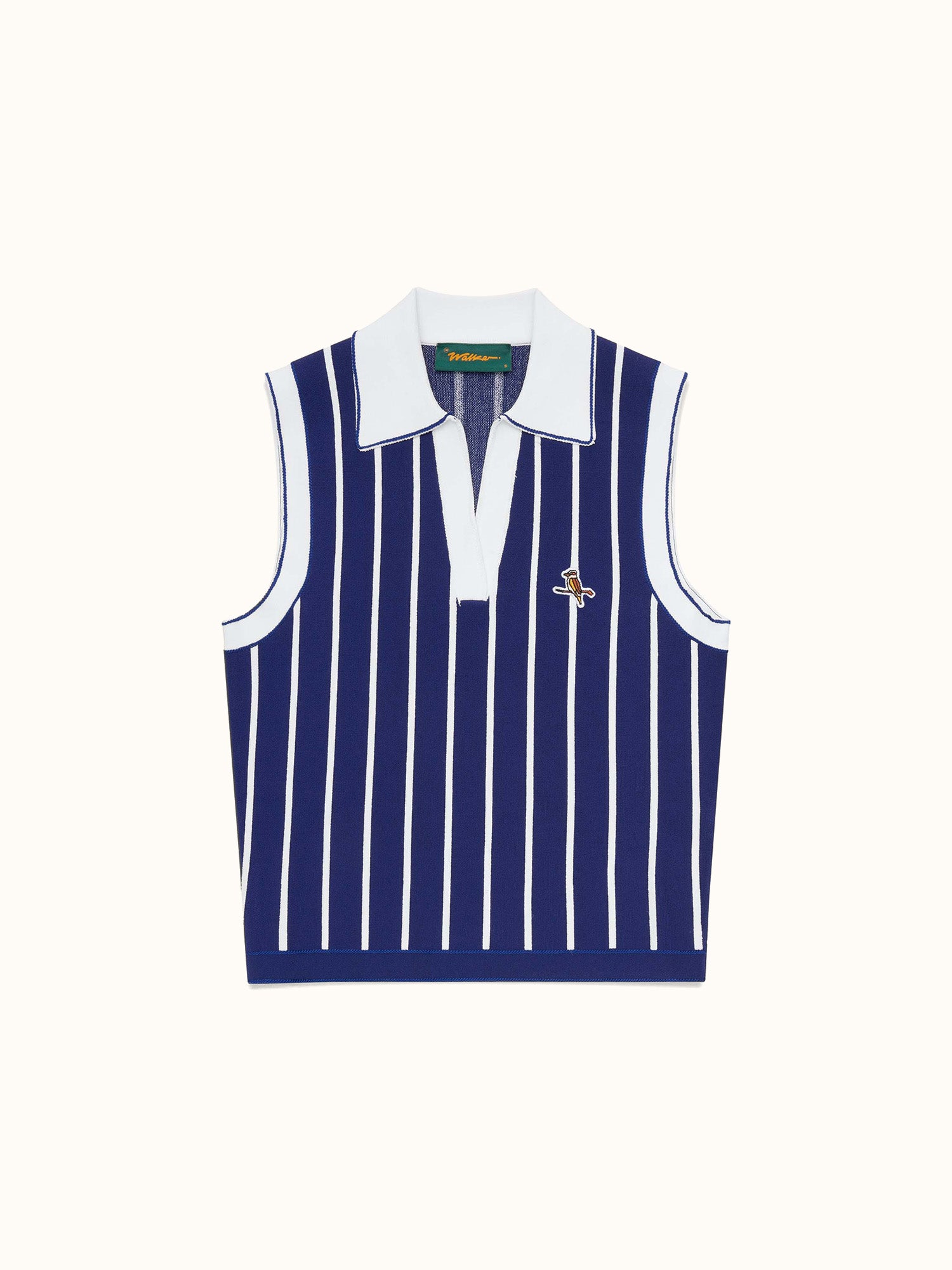 Womens Stripe Knit Polo Navy / White