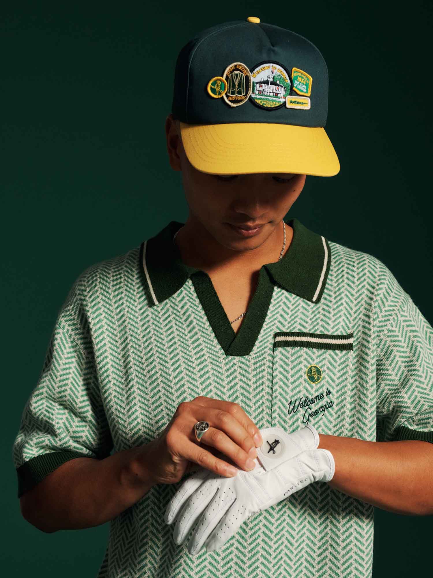 Georgia Knit Polo Heathered Green