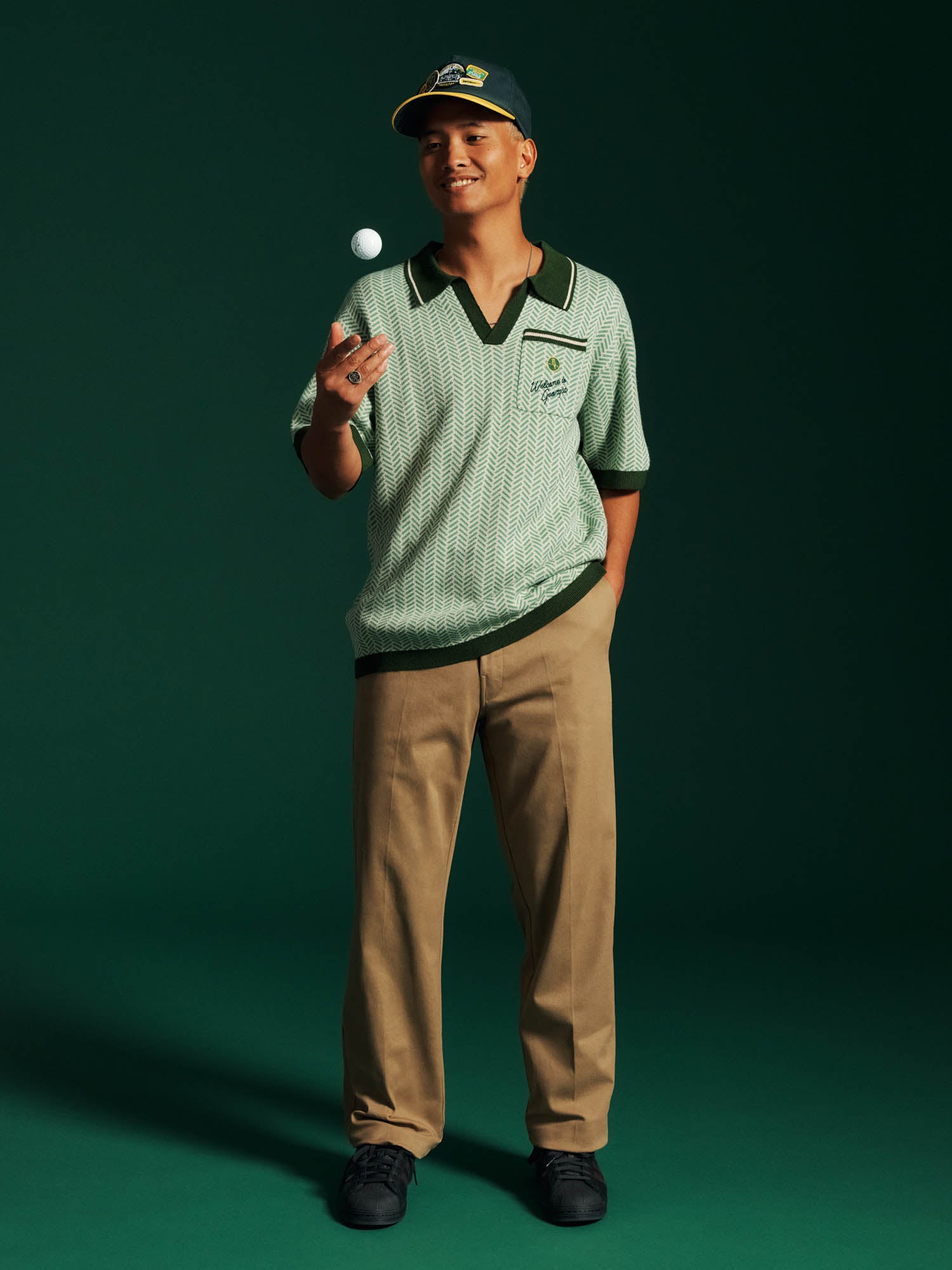 Georgia Knit Polo Heathered Green