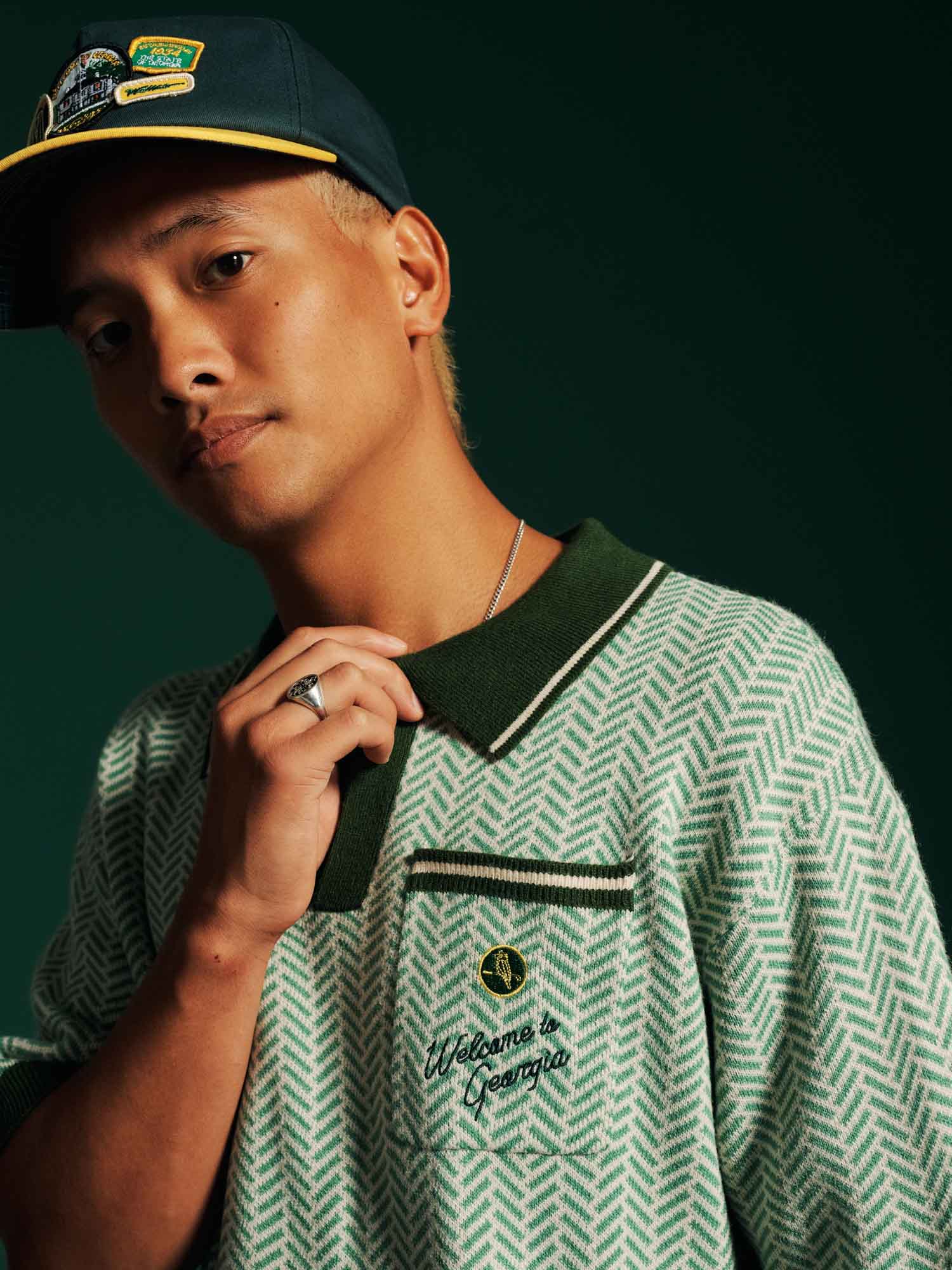 Georgia Knit Polo Heathered Green