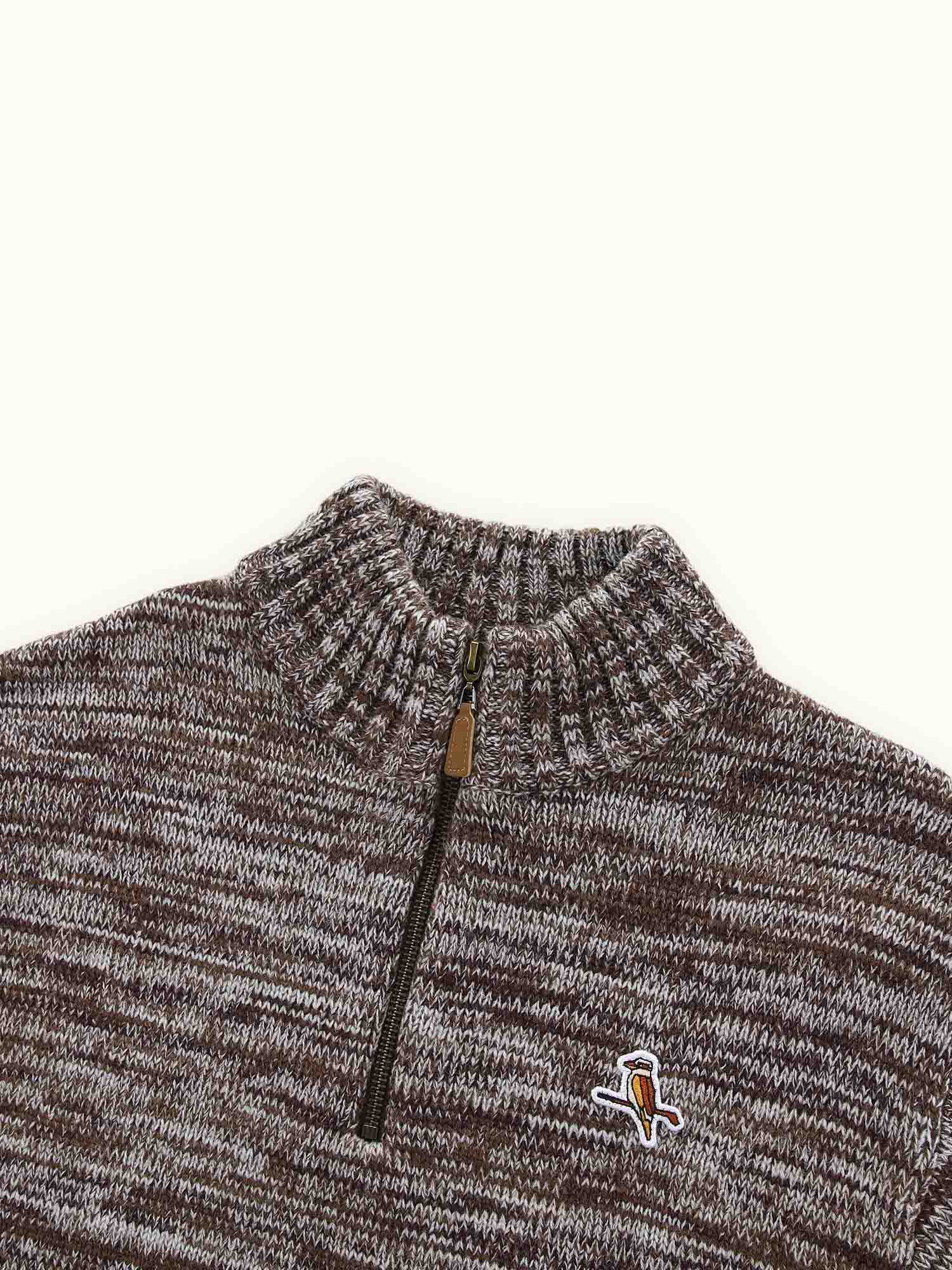 Flecked Quarter Zip Espresso