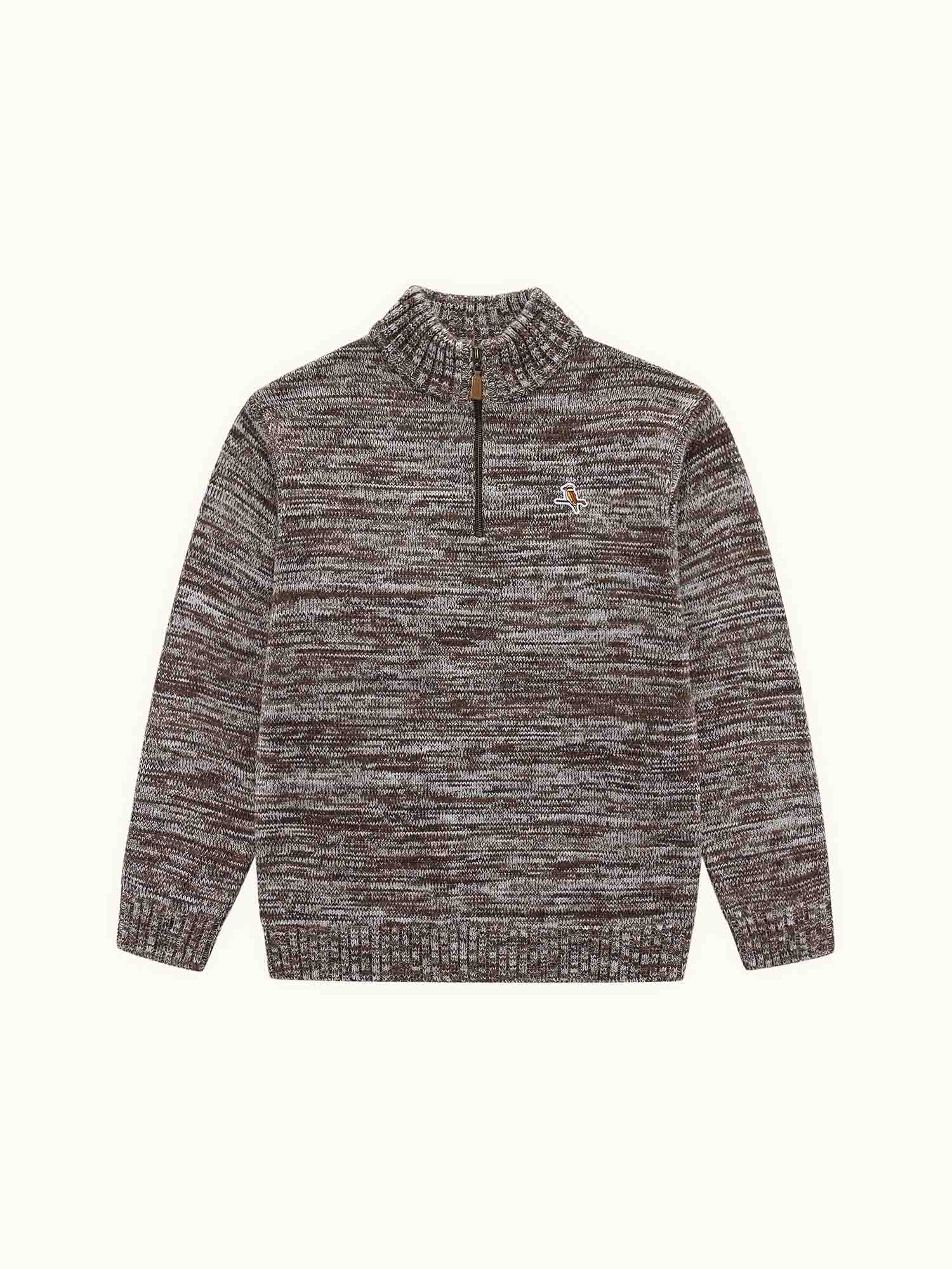 Flecked Quarter Zip Espresso