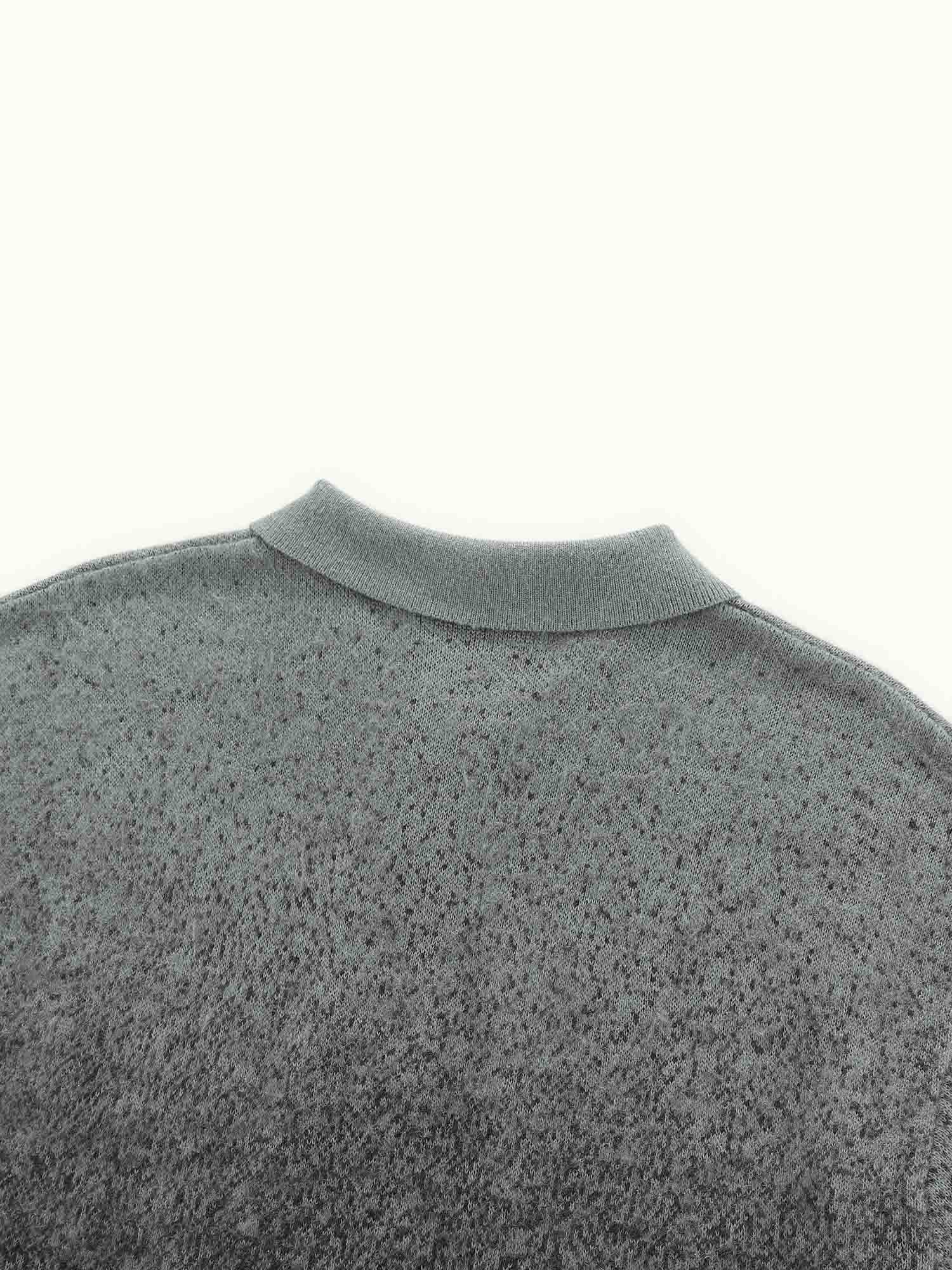 Ombre Knit Polo Charcoal