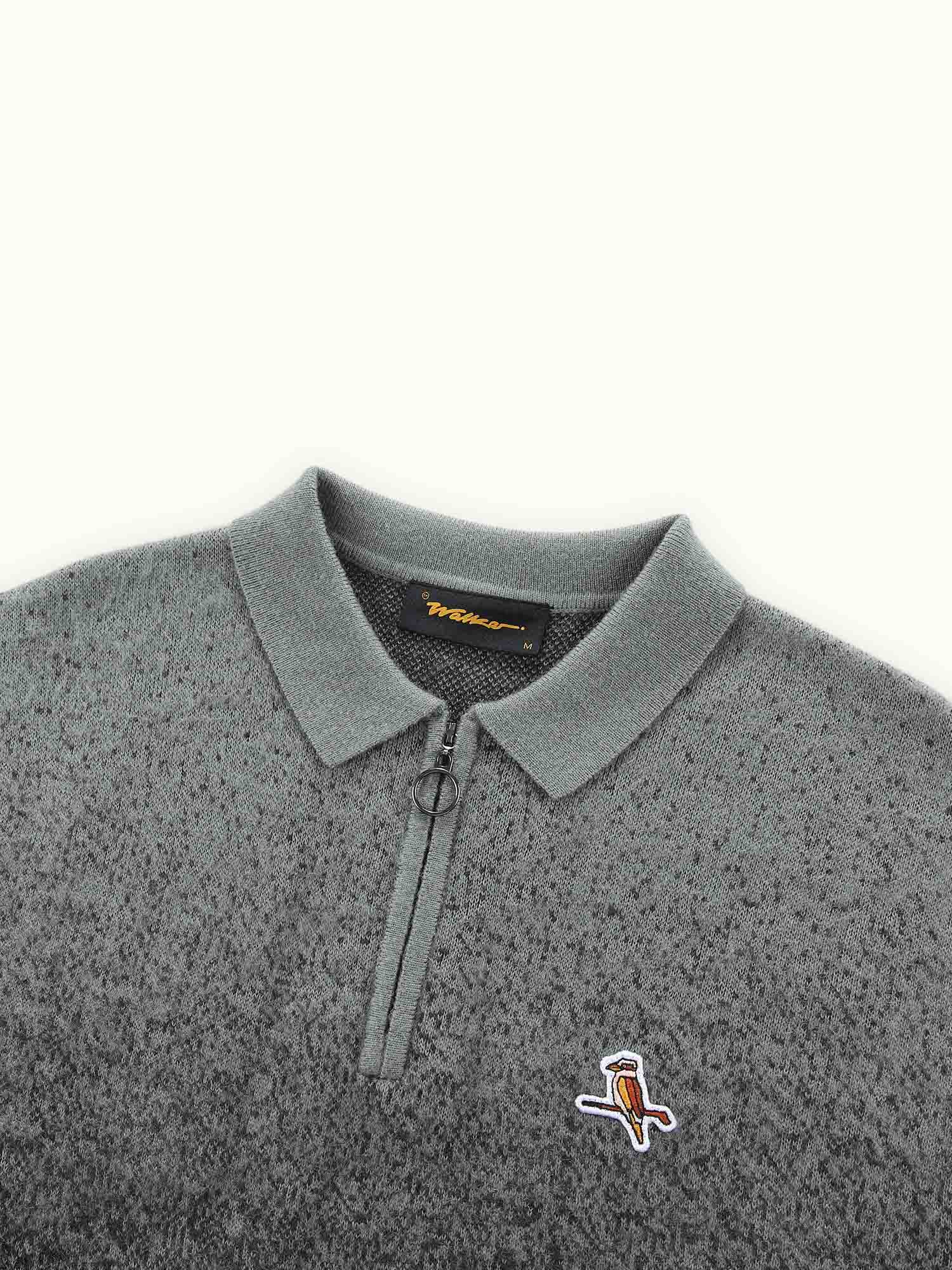 Ombre Knit Polo Charcoal