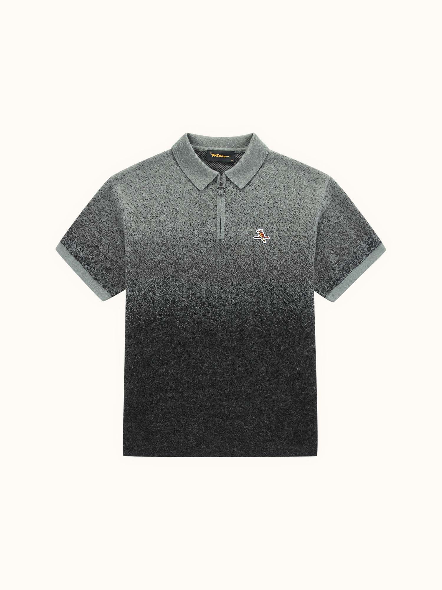 Ombre Knit Polo Charcoal