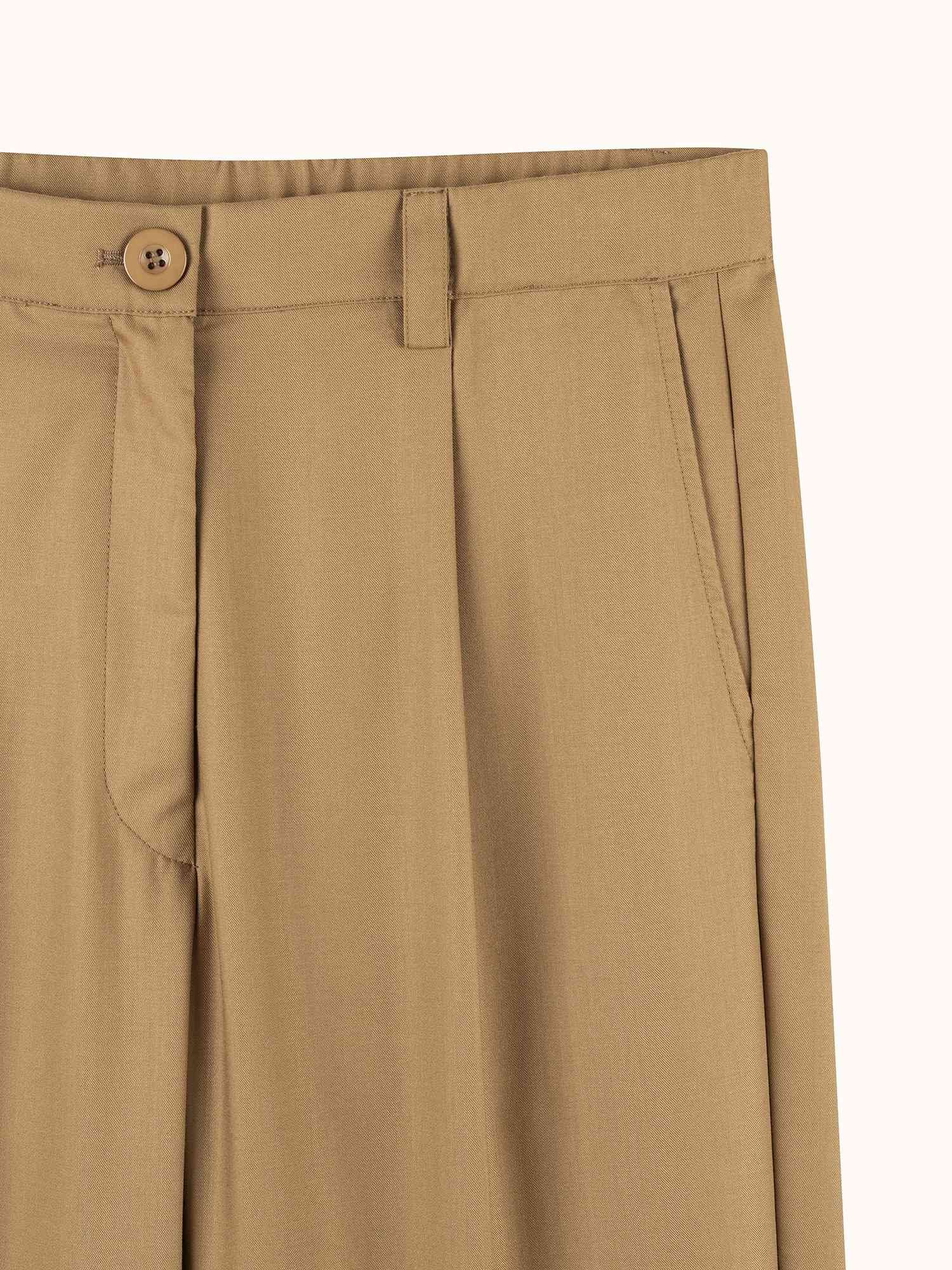 Pleated Easy Pant Dark Tan