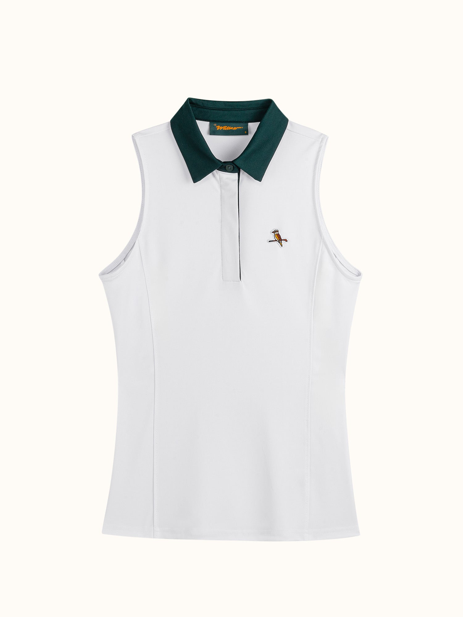 Womens Sleeveless Polo White / Forest