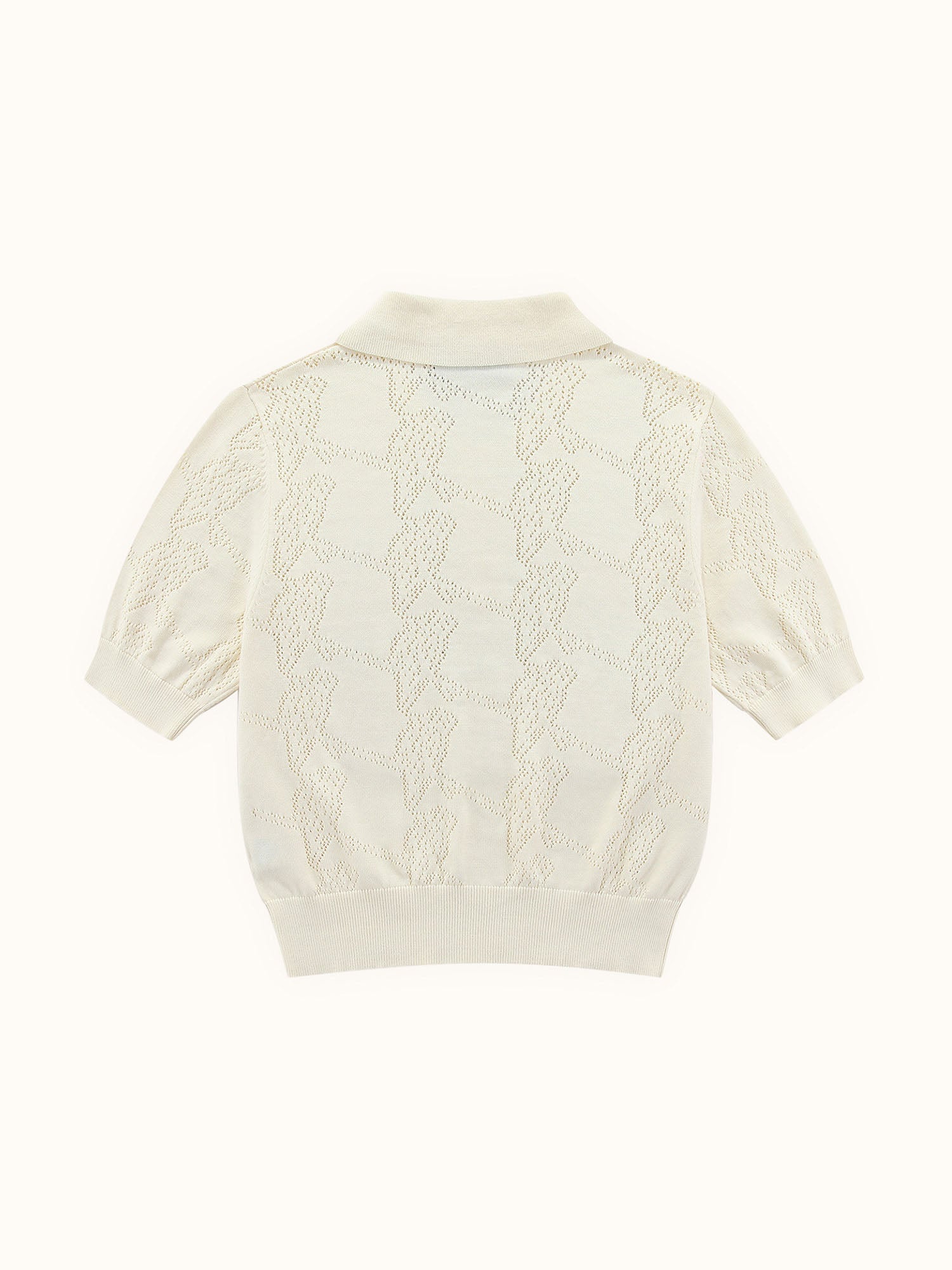 Womens Pointelle Knitted Polo Cream