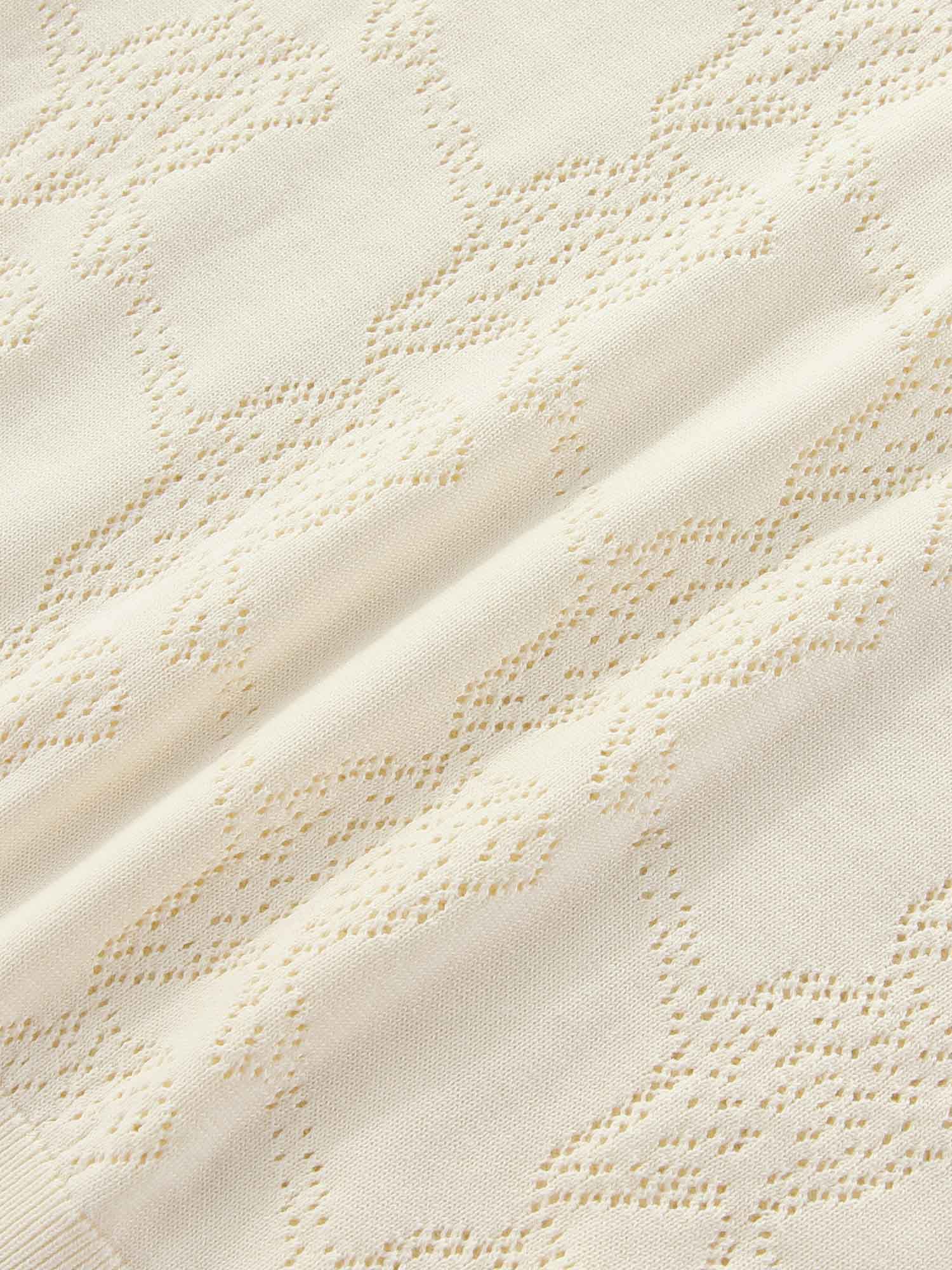 Womens Pointelle Knitted Polo Cream