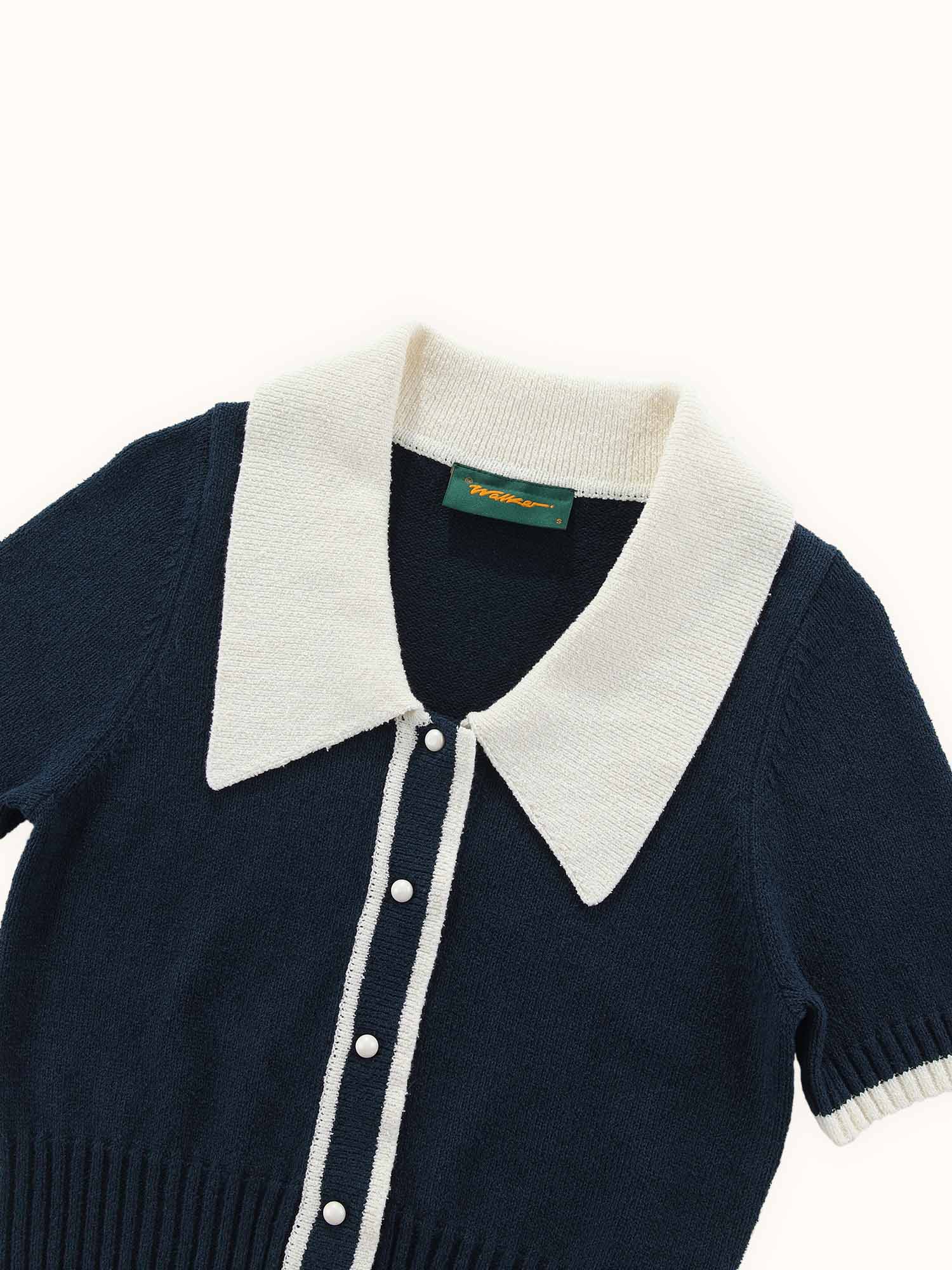 Womens Riviera Knit Polo Navy / White