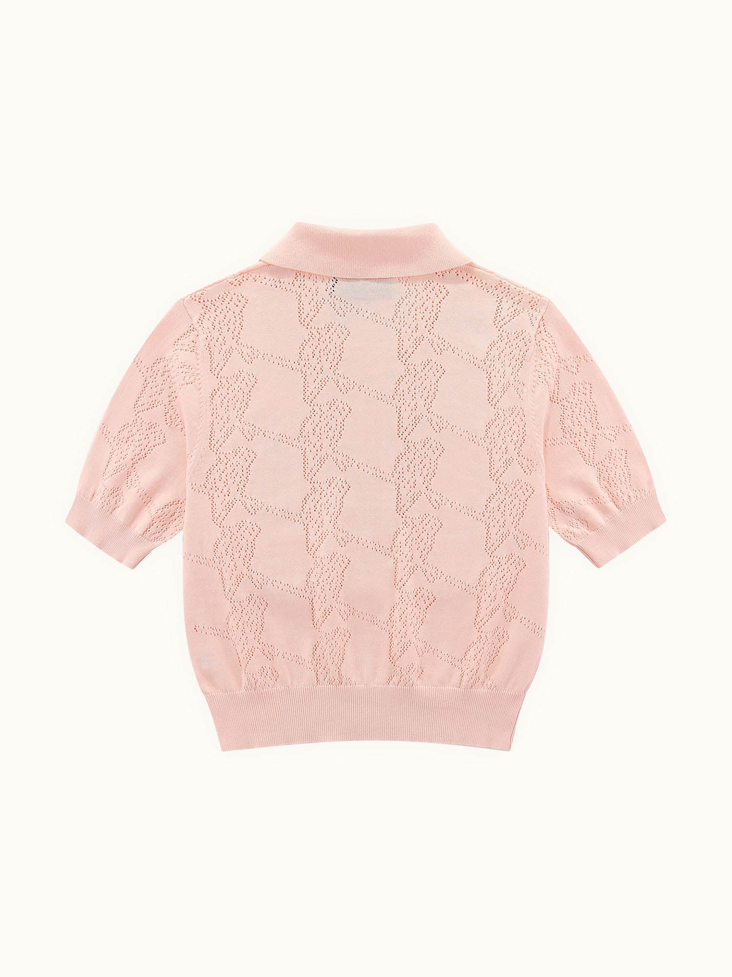 Womens Pointelle Knitted Polo Pink