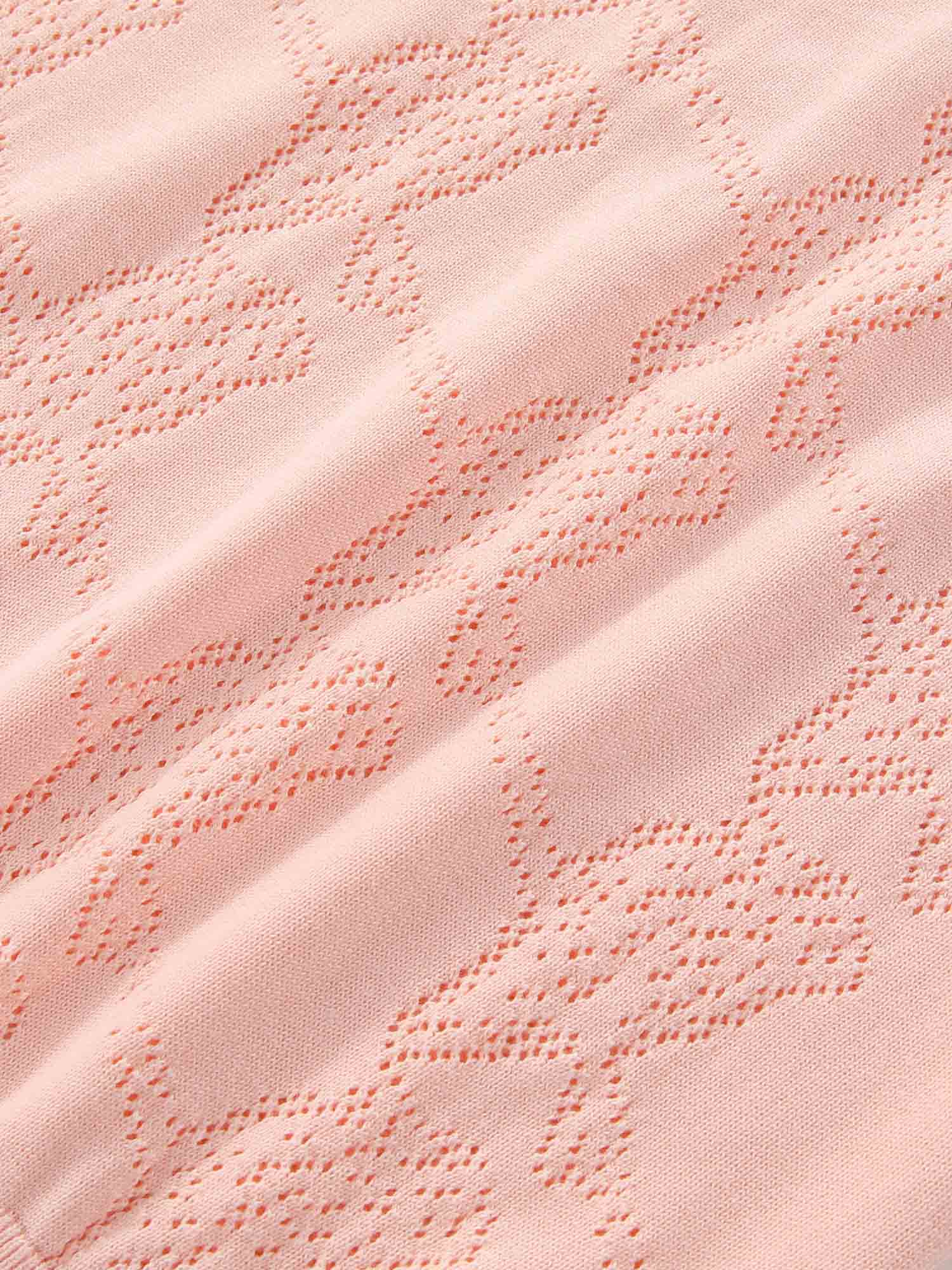 Womens Pointelle Knitted Polo Pink