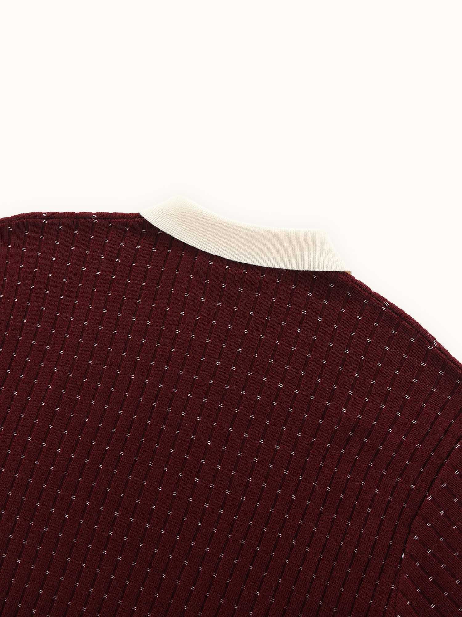 Knicked Knit Polo Merlot