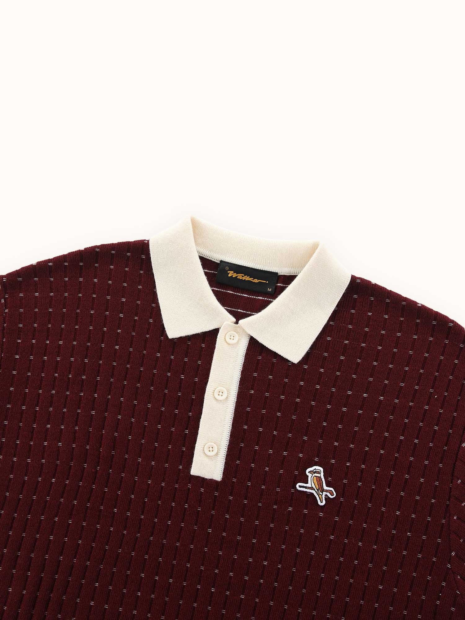 Knicked Knit Polo Merlot