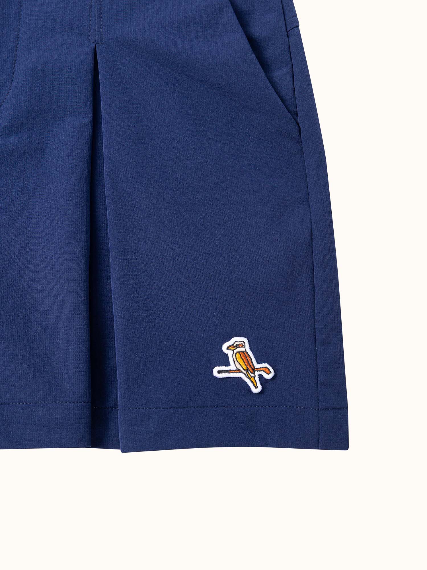 Womens Pleat Shorts Navy