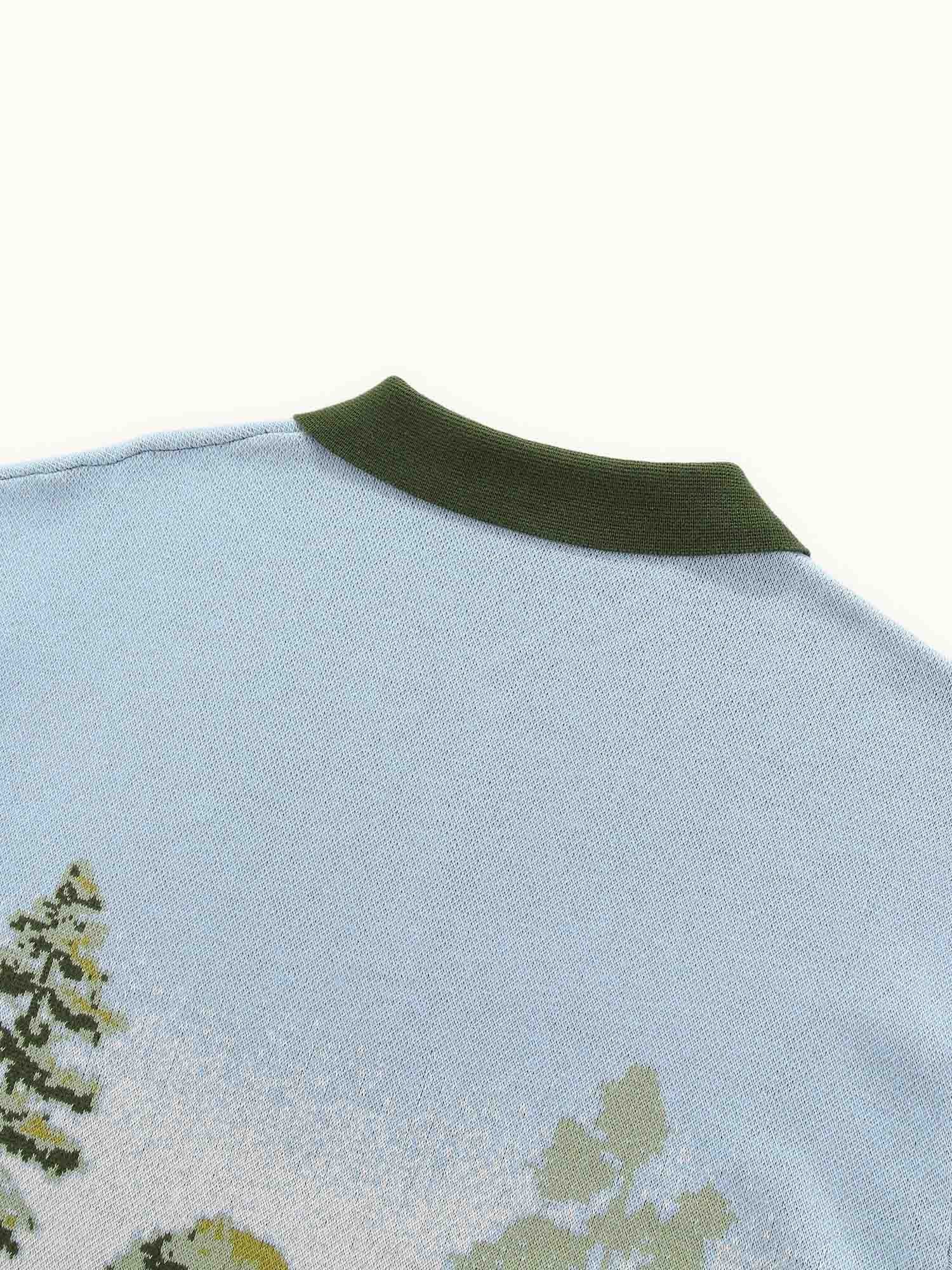 Blooming Grounds Knit Polo Garden Sky