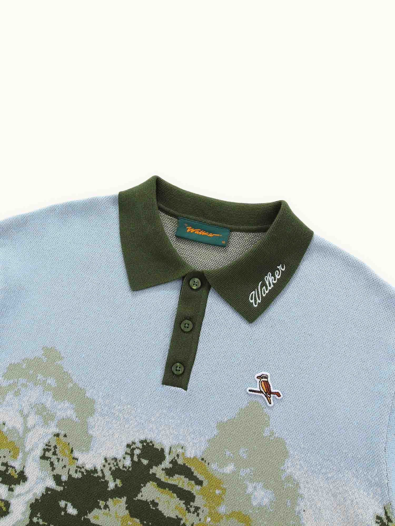 Blooming Grounds Knit Polo Garden Sky