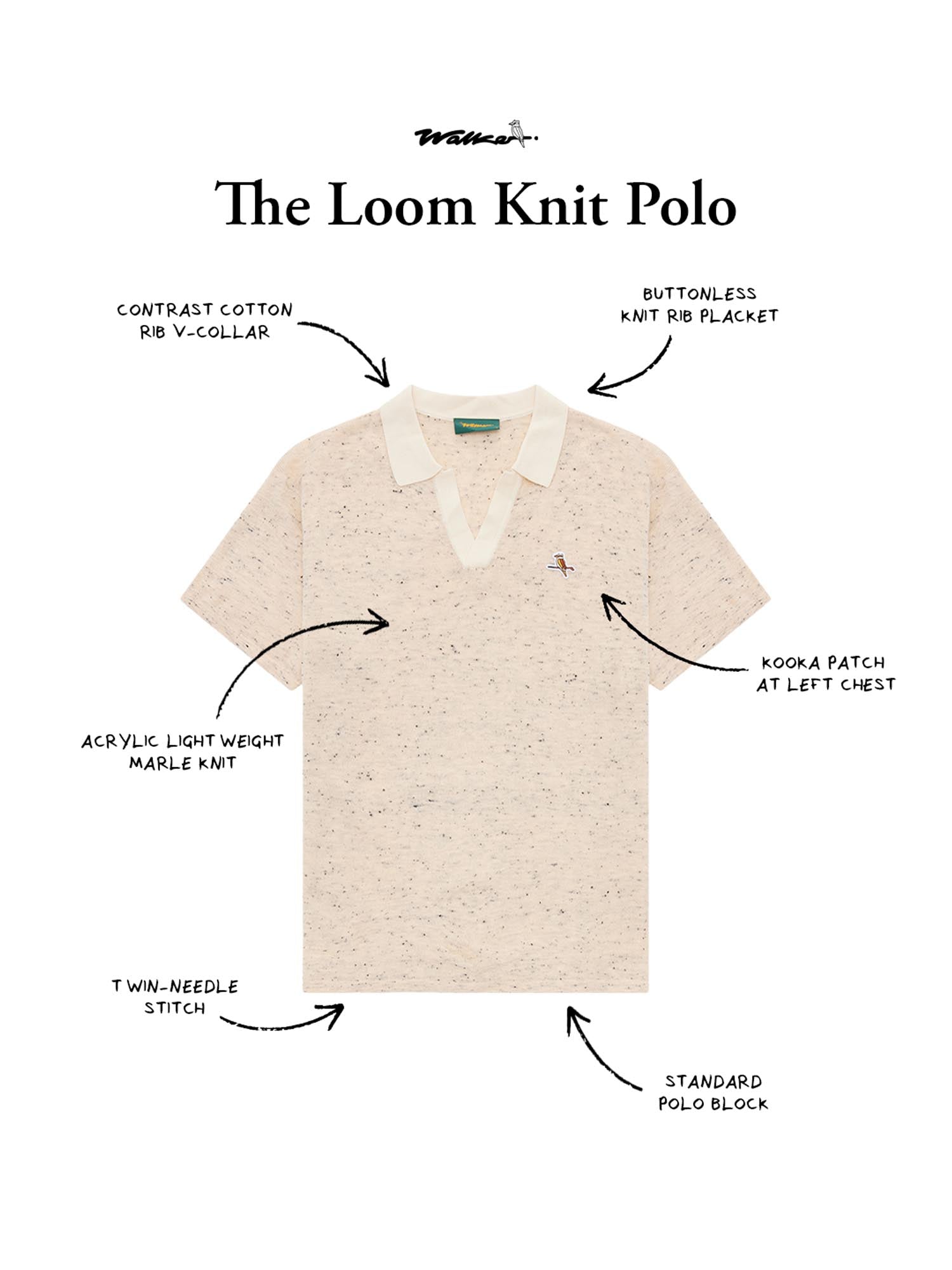 Kooka Loom Knit Polo Oat / Cream