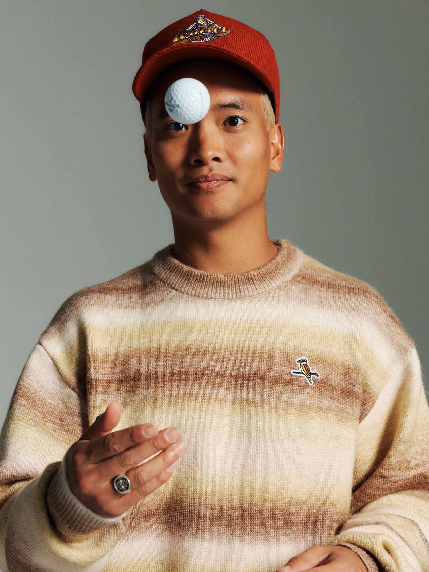 Gold Label Stripe Knit Almond