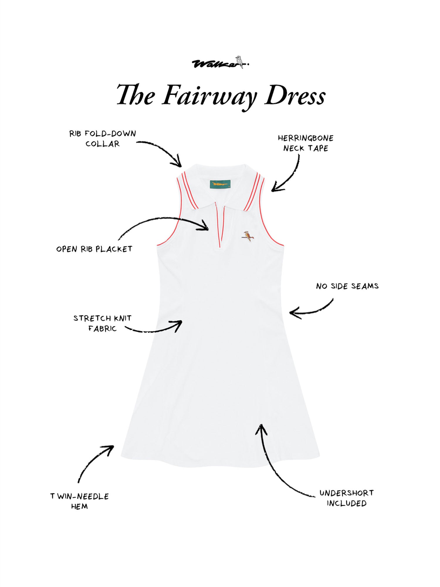 Womens Fairway Dress Mauve / White