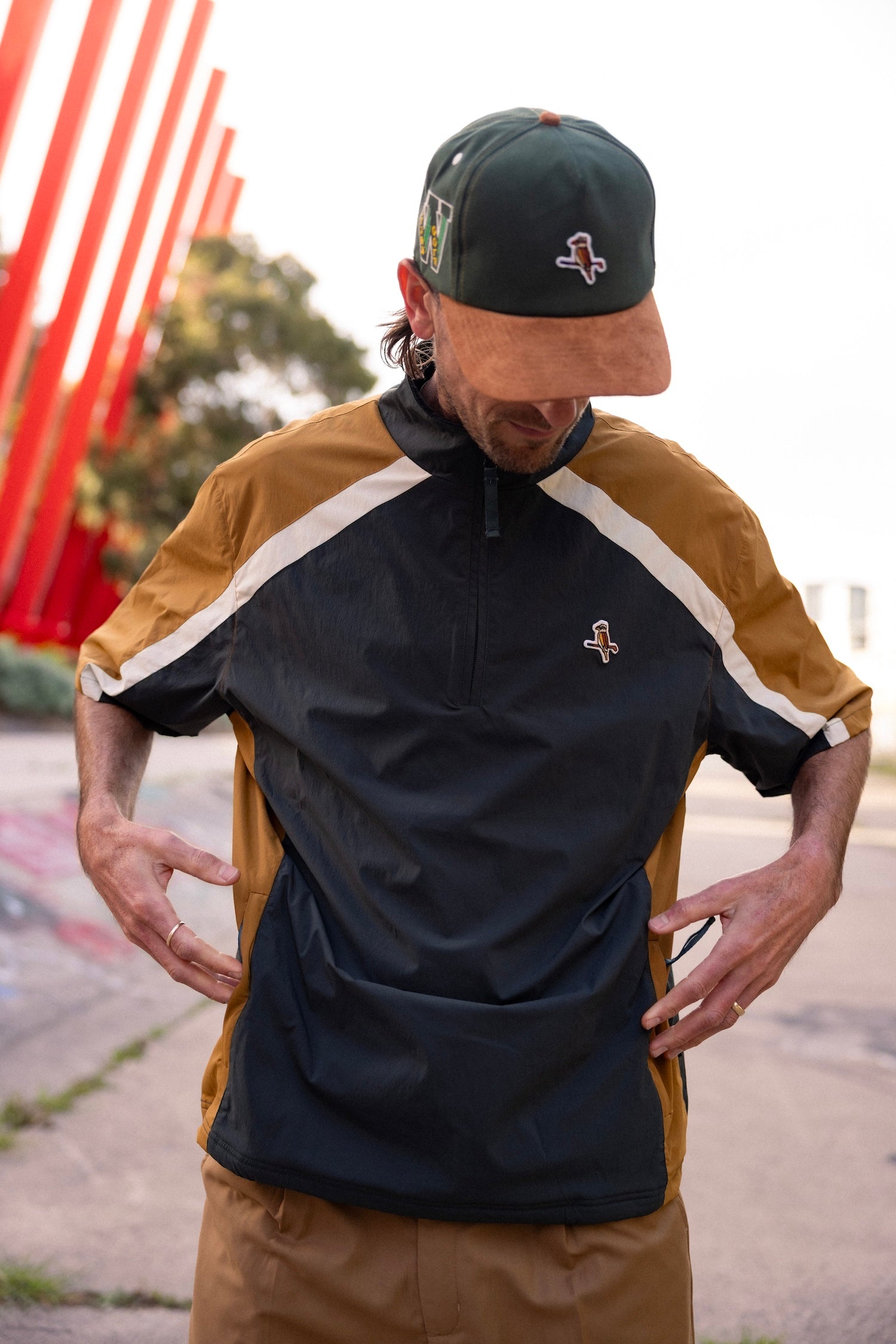 Panelled Windshirt Forest / Gold