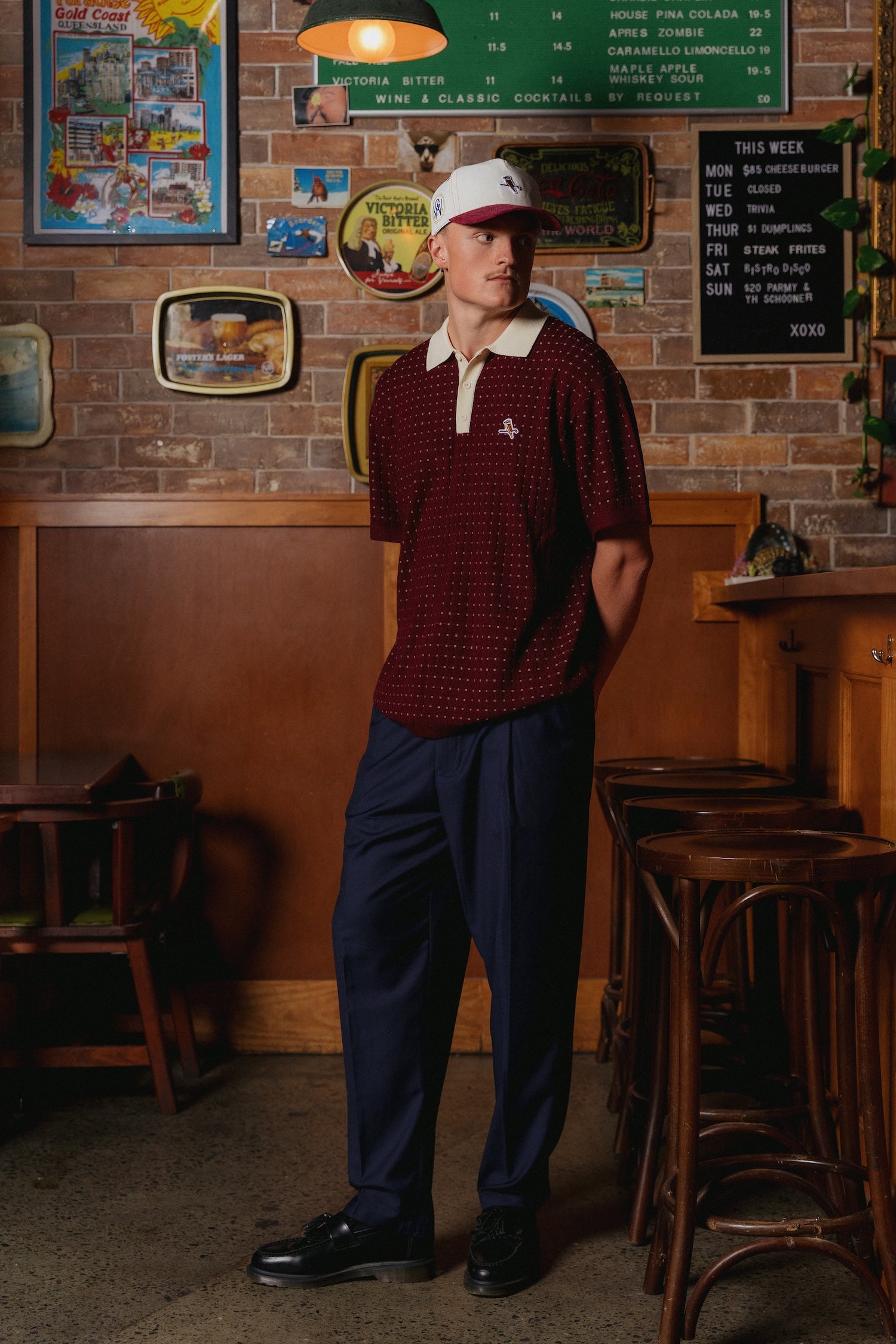 Knicked Knit Polo Merlot