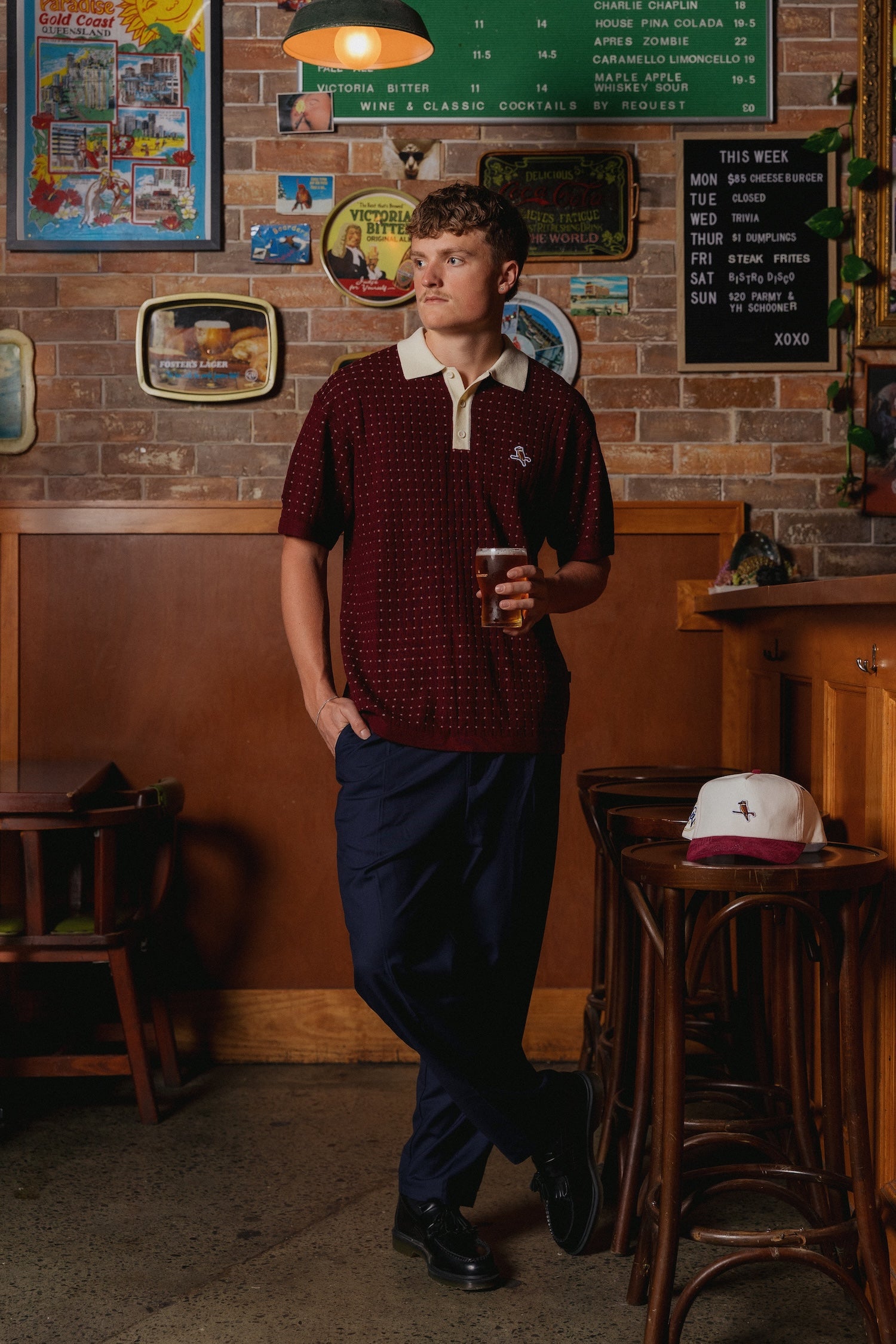 Knicked Knit Polo Merlot