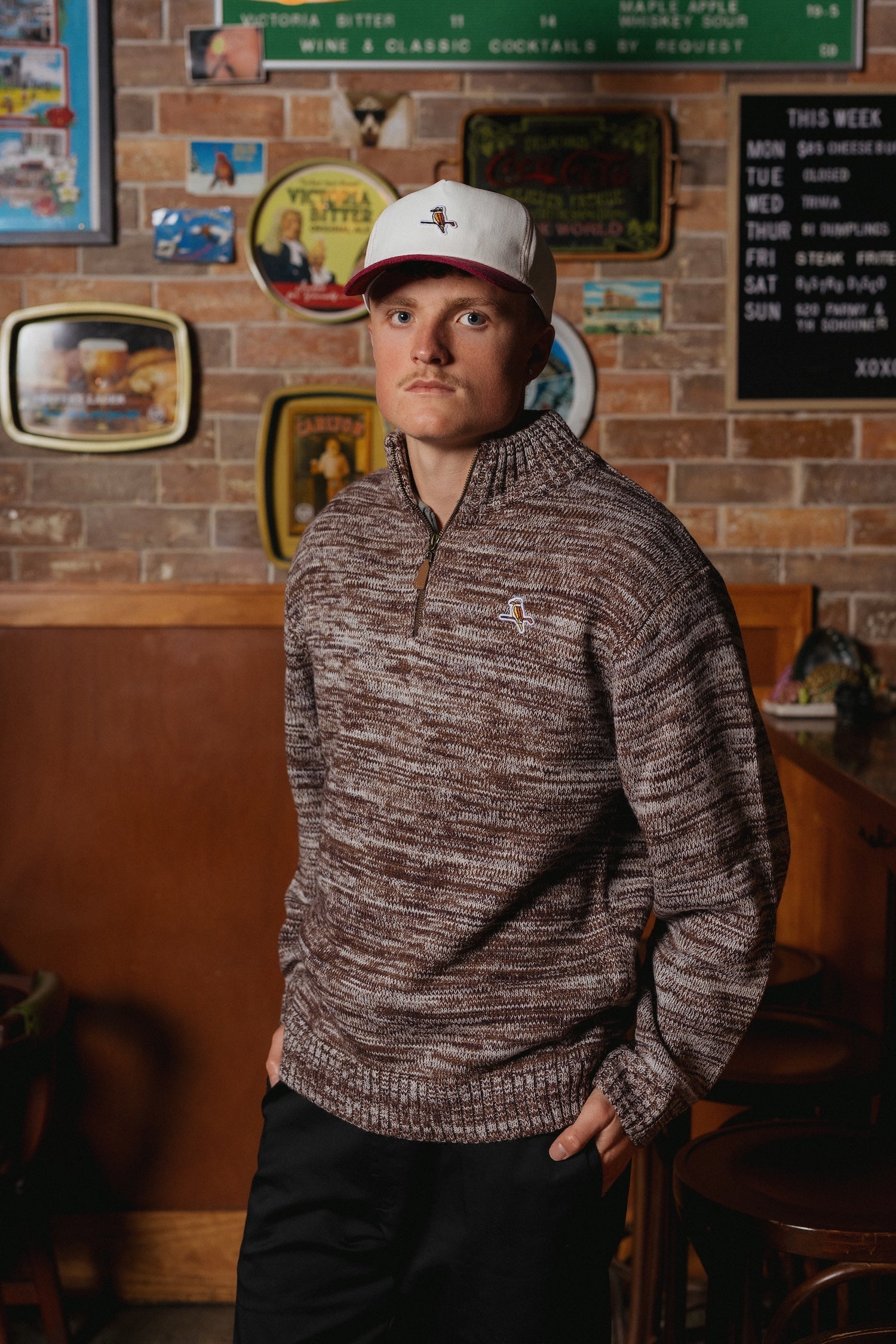 Flecked Quarter Zip Espresso