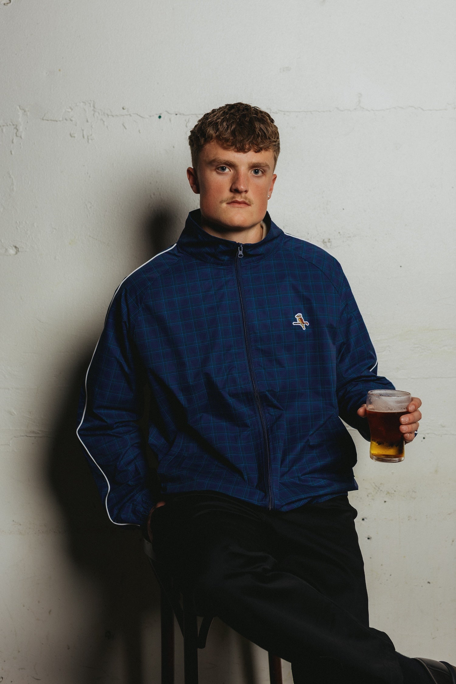 Mens Breaker Jacket Navy Check