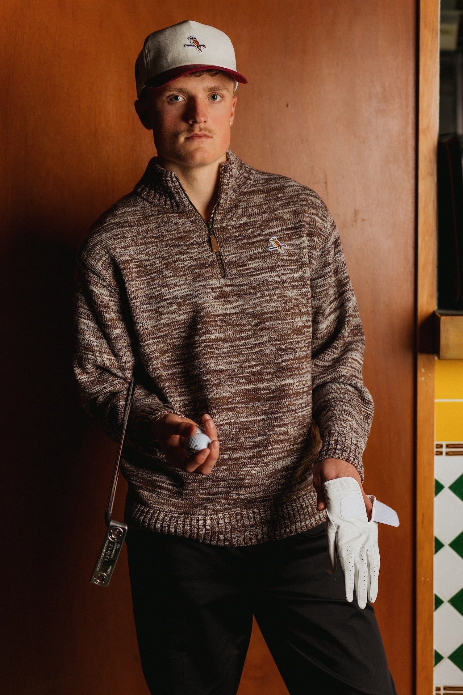 Flecked Quarter Zip Espresso