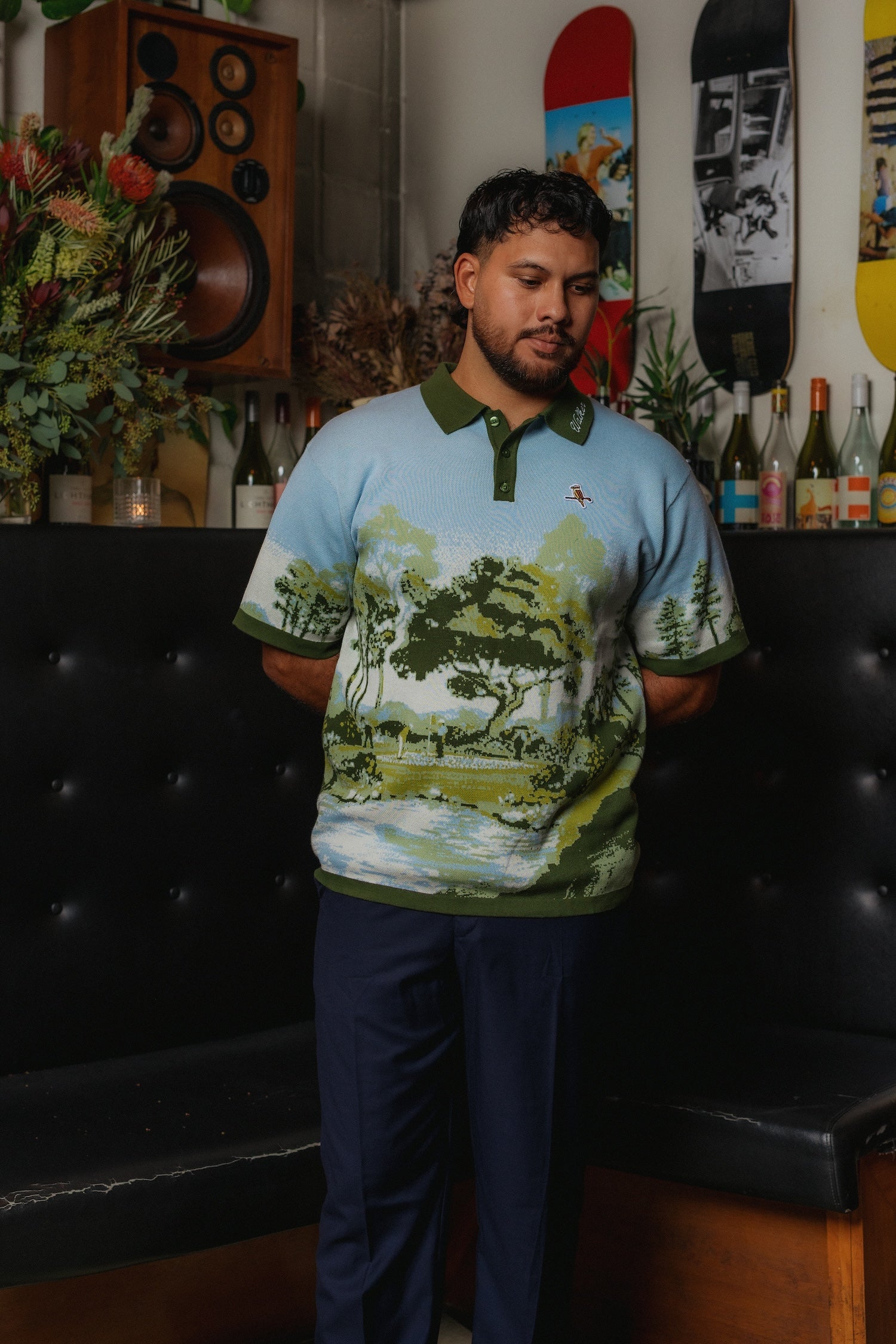 Blooming Grounds Knit Polo Garden Sky