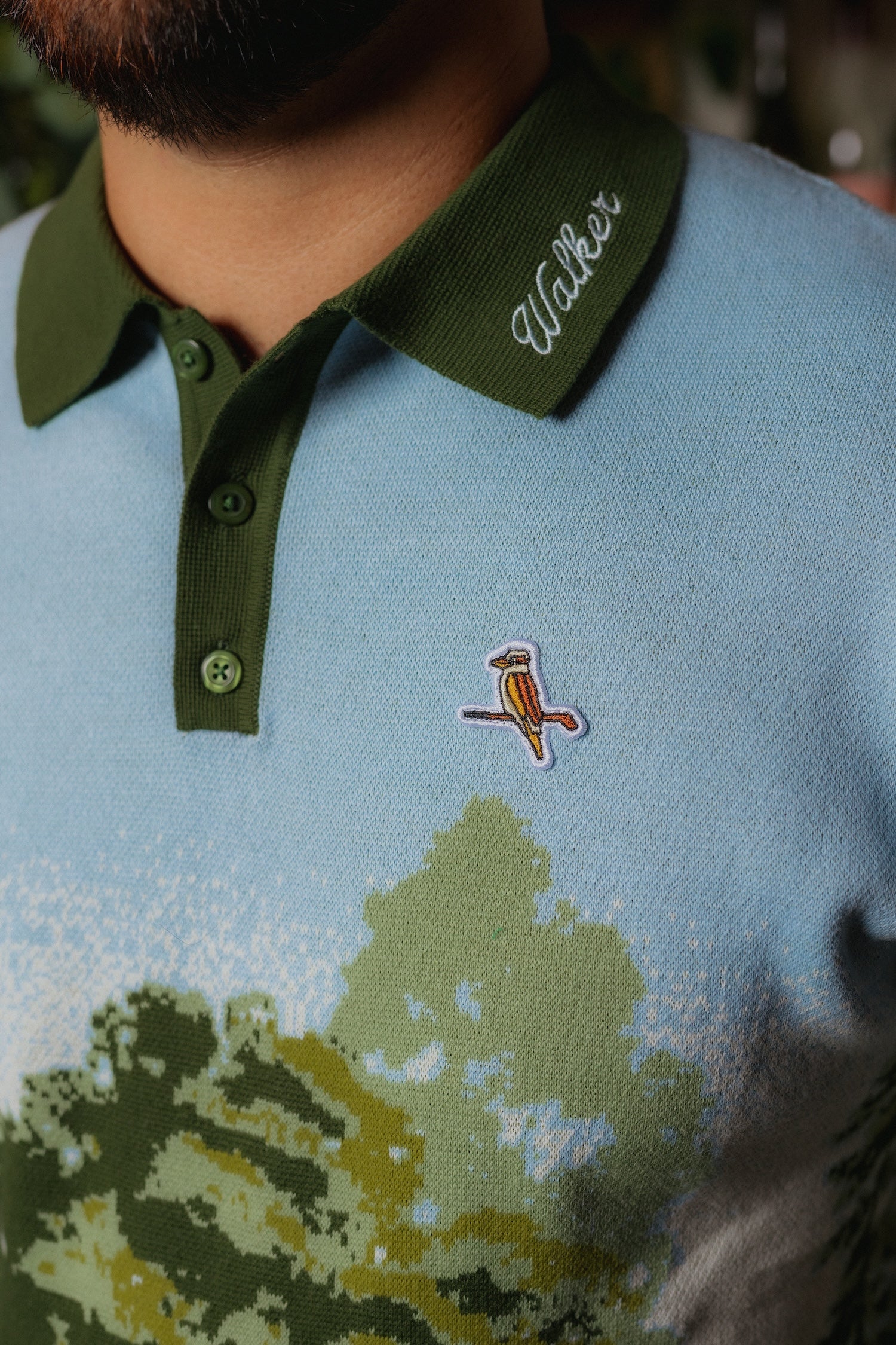 Blooming Grounds Knit Polo Garden Sky