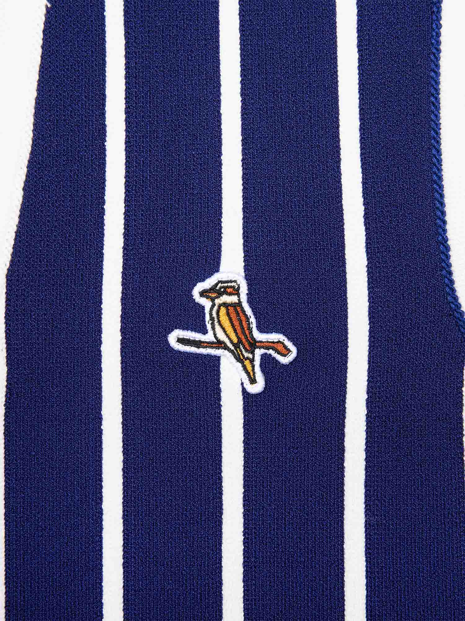 Womens Stripe Knit Polo Navy / White