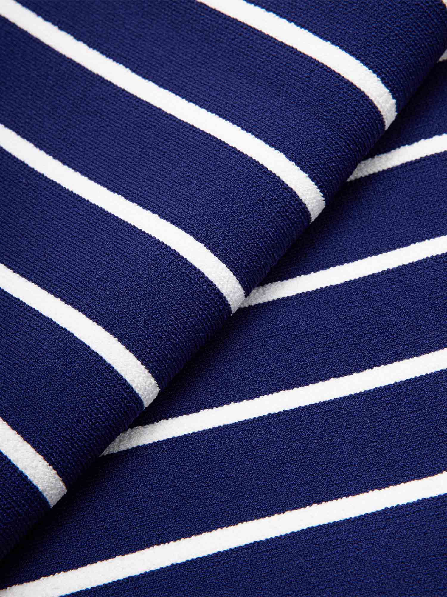 Womens Stripe Knit Polo Navy / White