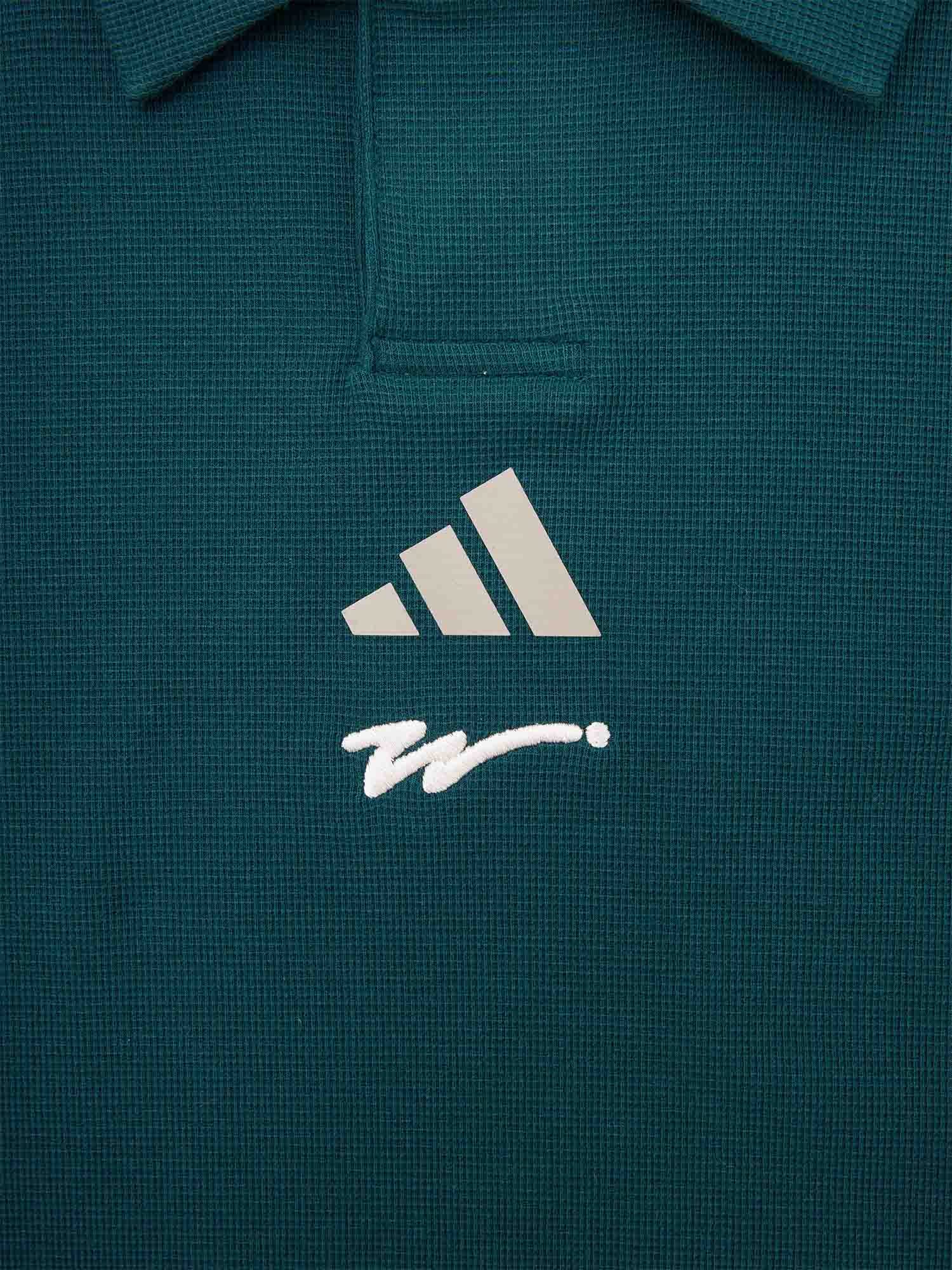 adidas x Walker Beyond Long Sleeve Loose Fit Polo Shirt Aurora Ivy