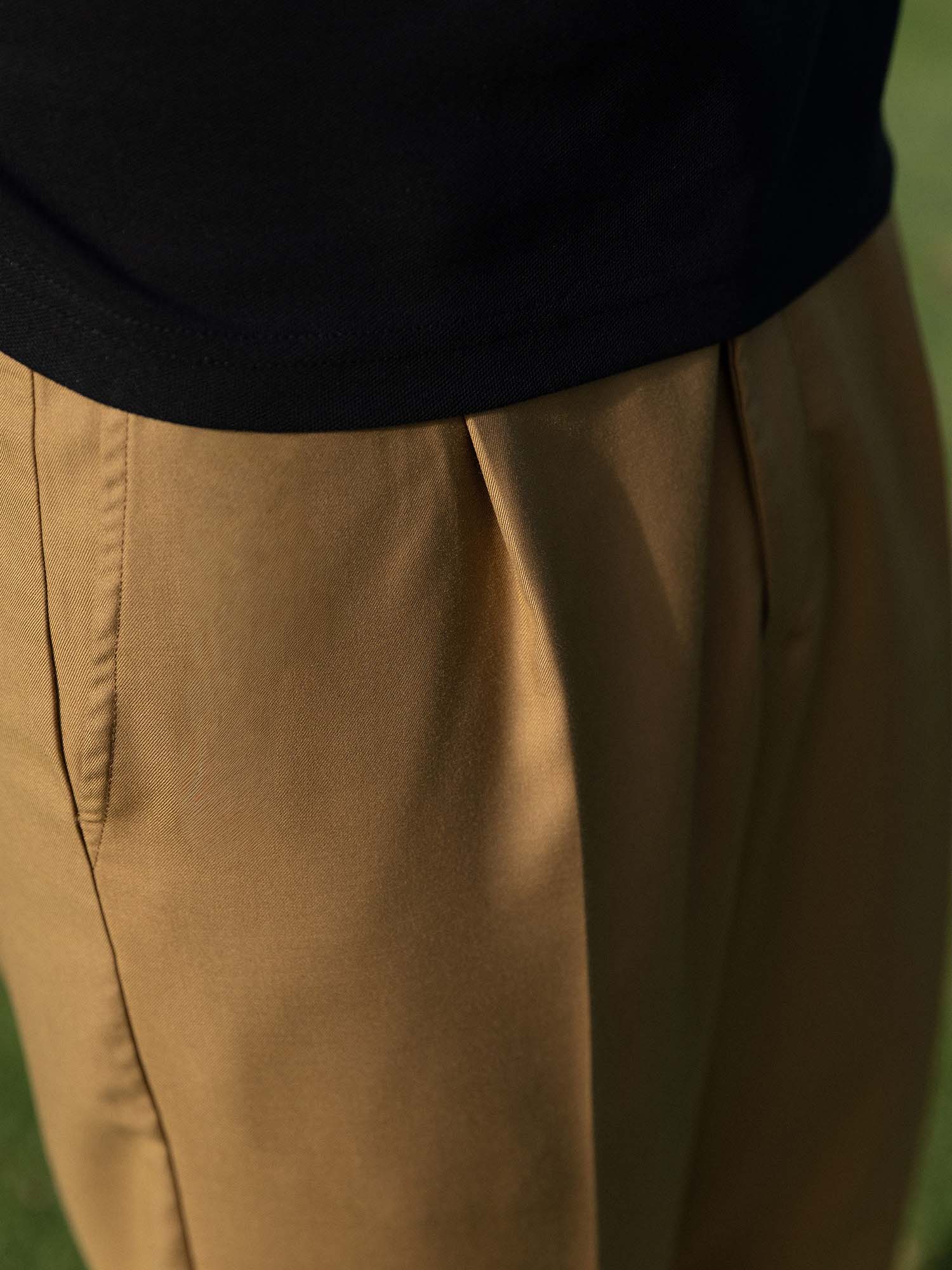 Pleated Easy Pant Dark Tan