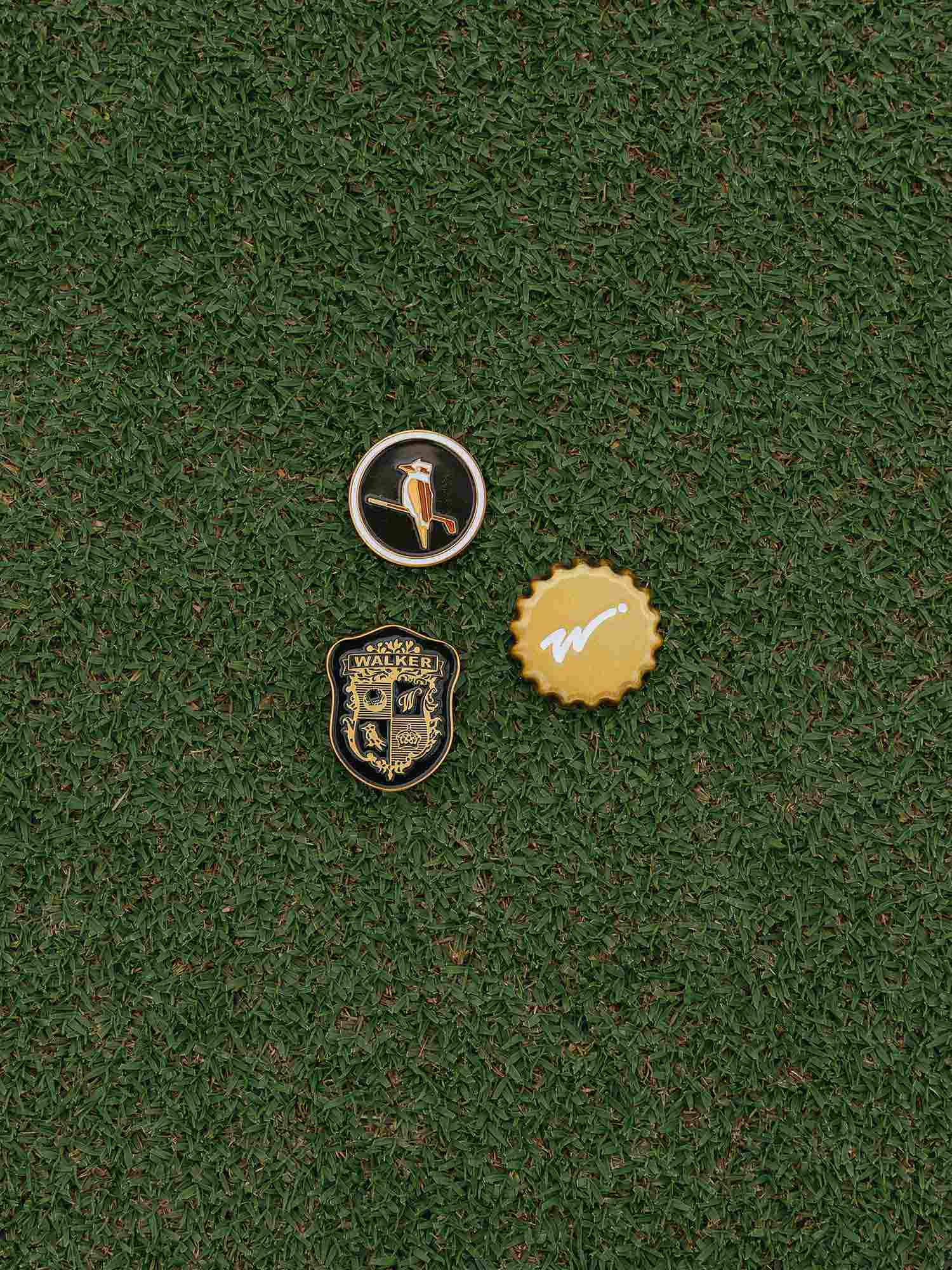 Ball Marker Crest 3 Pack - Black / Green / Brushed Gold