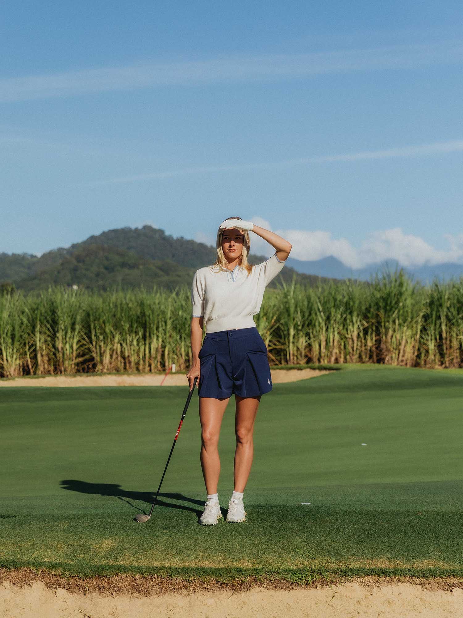 Womens SS Knit Polo Ivory