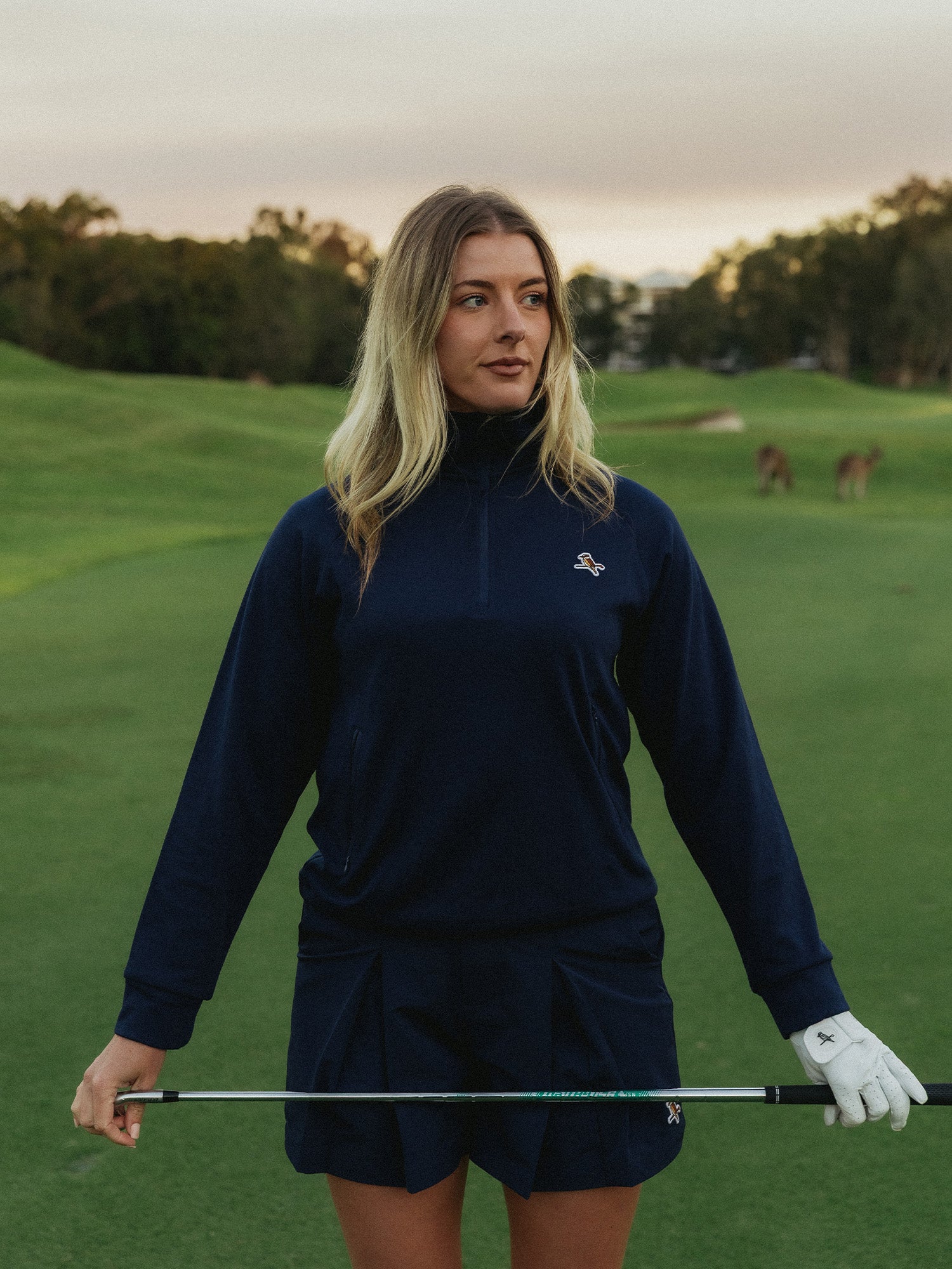 Womens Quarter Zip Fleece Navy