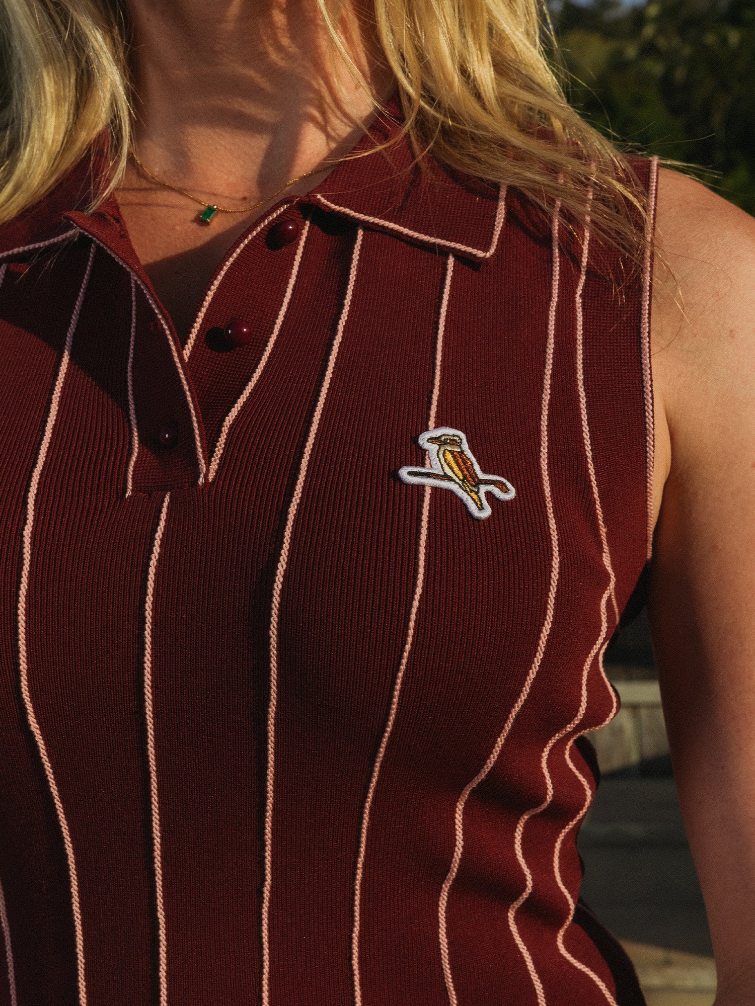 Womens Country Club Knit Dress Maroon / Pink
