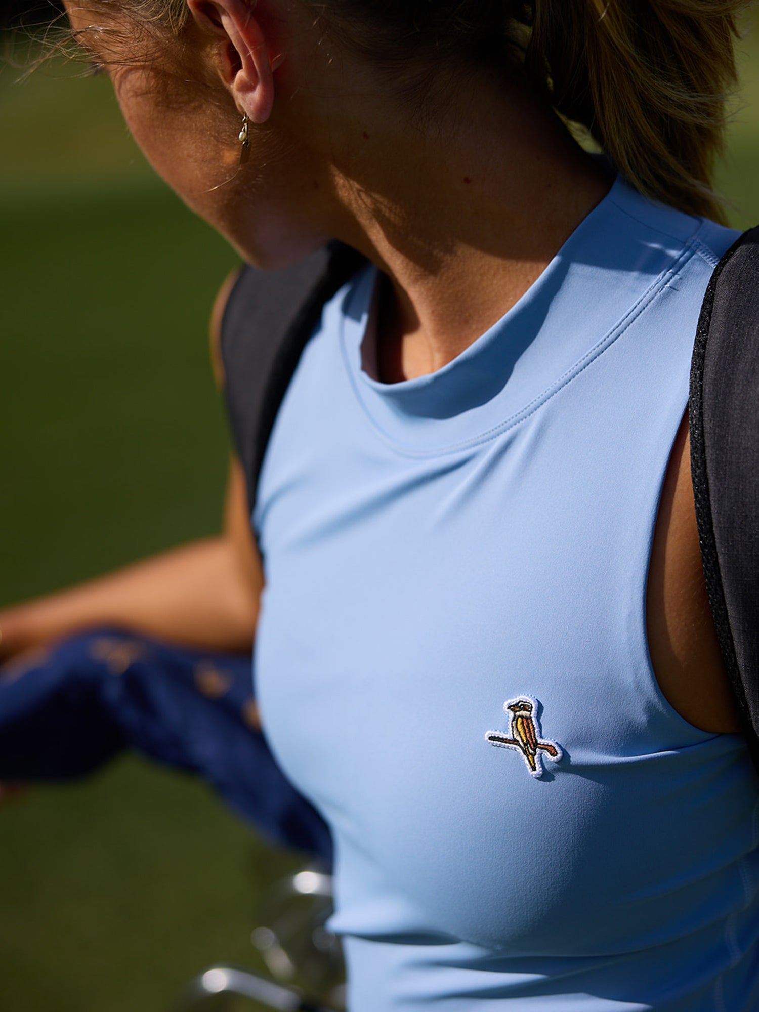 Womens Mock Neck Tank Powder Blue