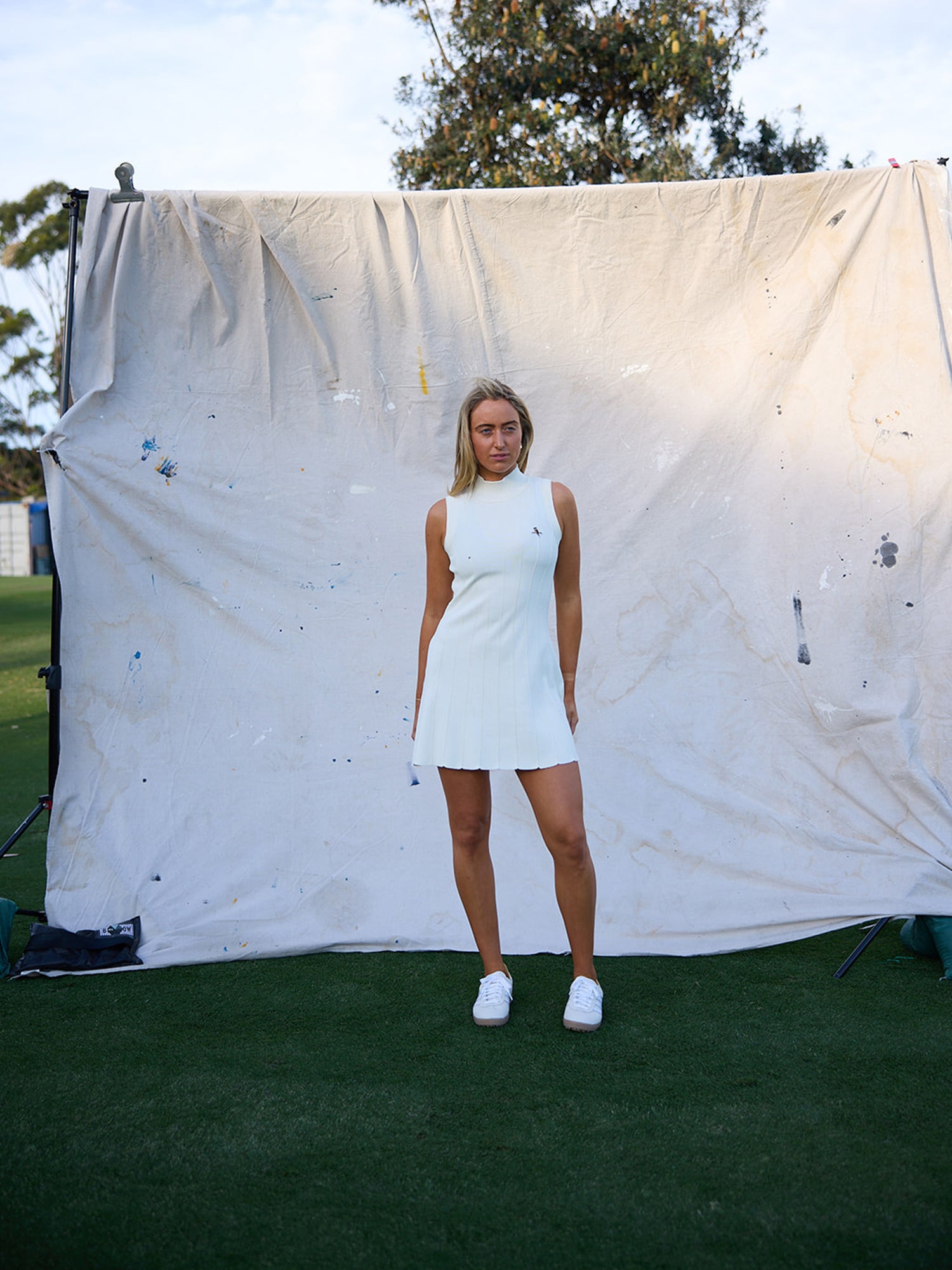 Womens Knitted Clubhouse Dress Cream