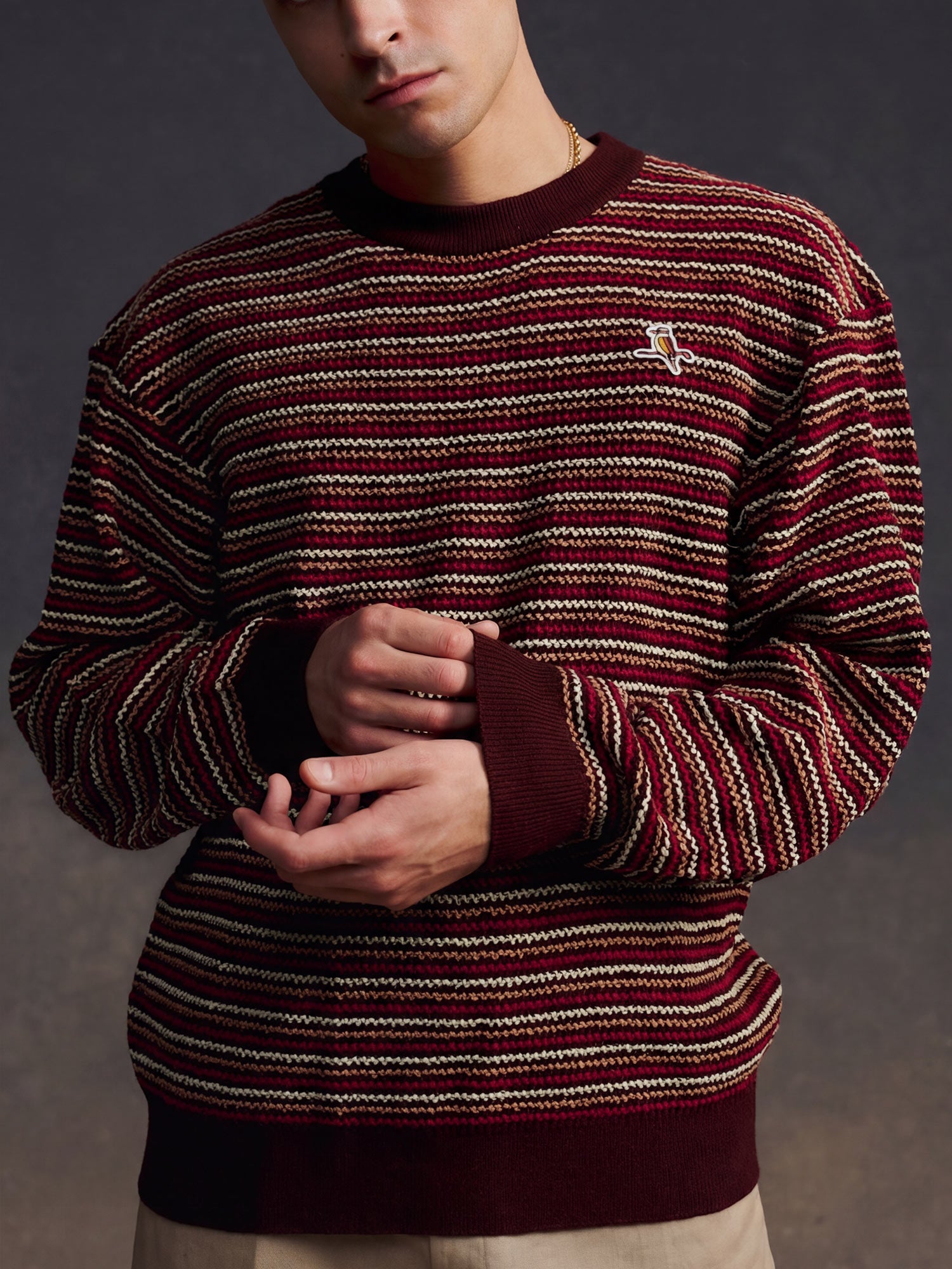 Gold Label Grid Knit Pullover Chocolate