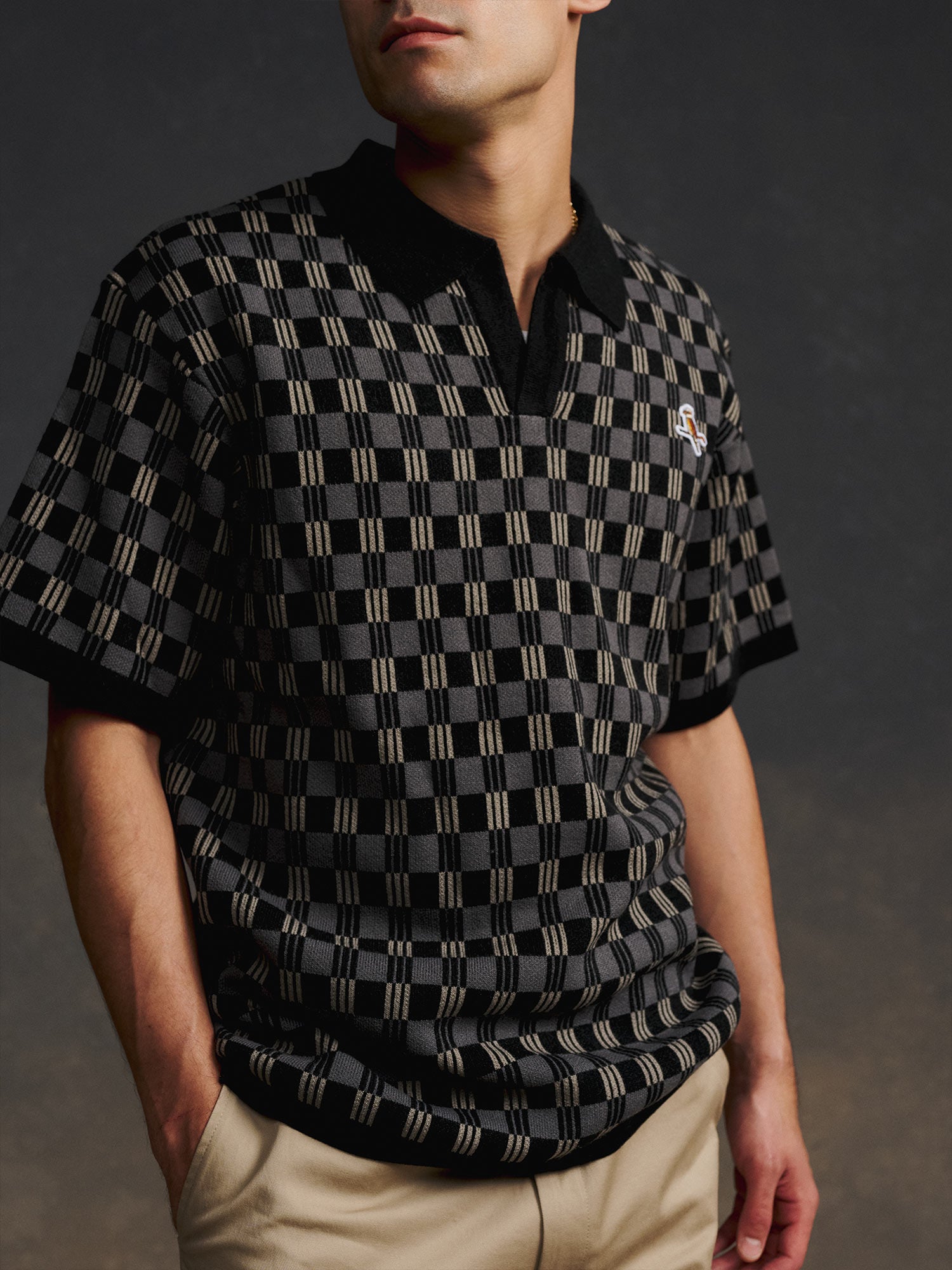Gold Label Flint Jacquard Polo Black
