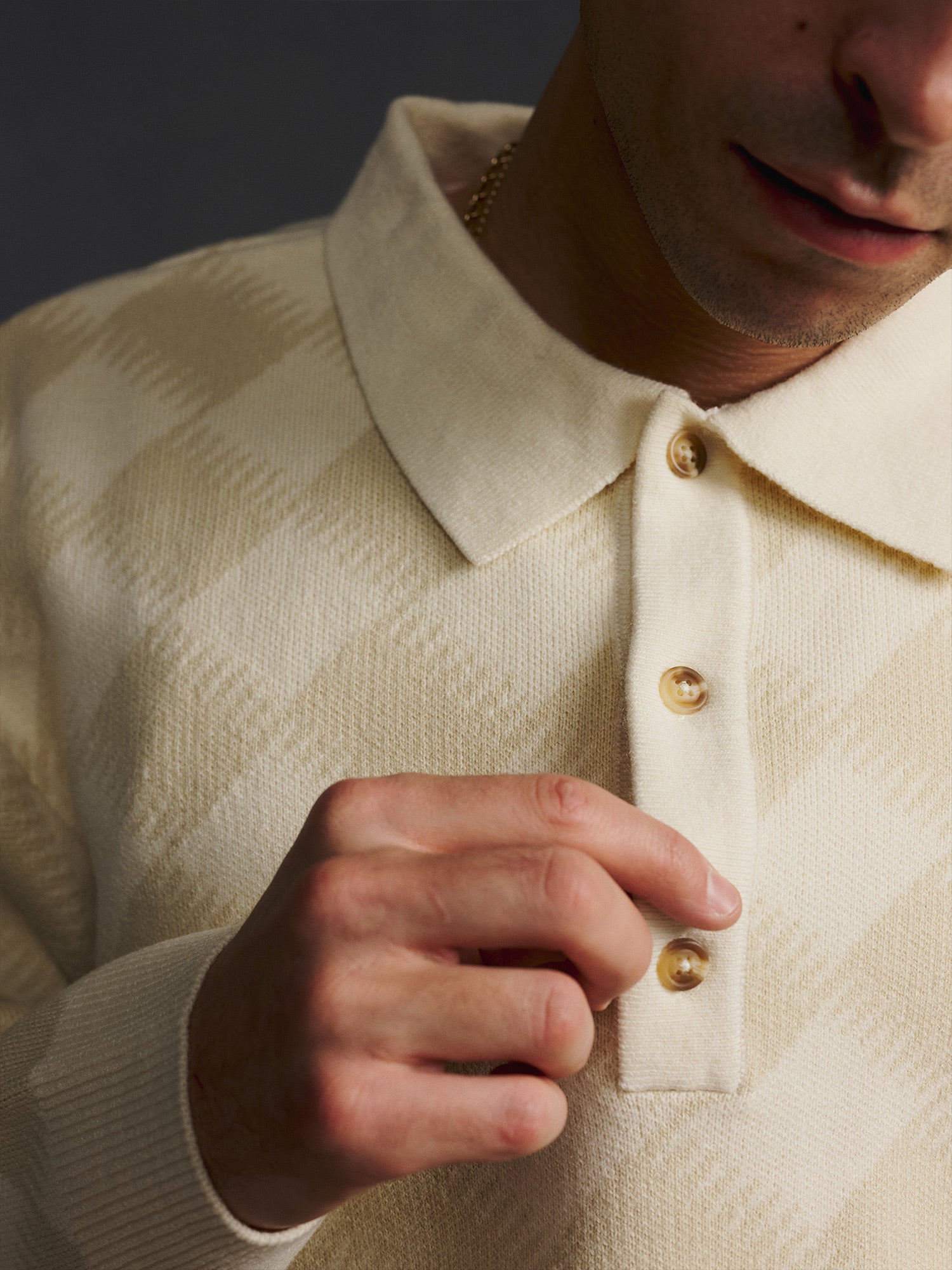 Gold Label Turncheck LS Polo Ivory