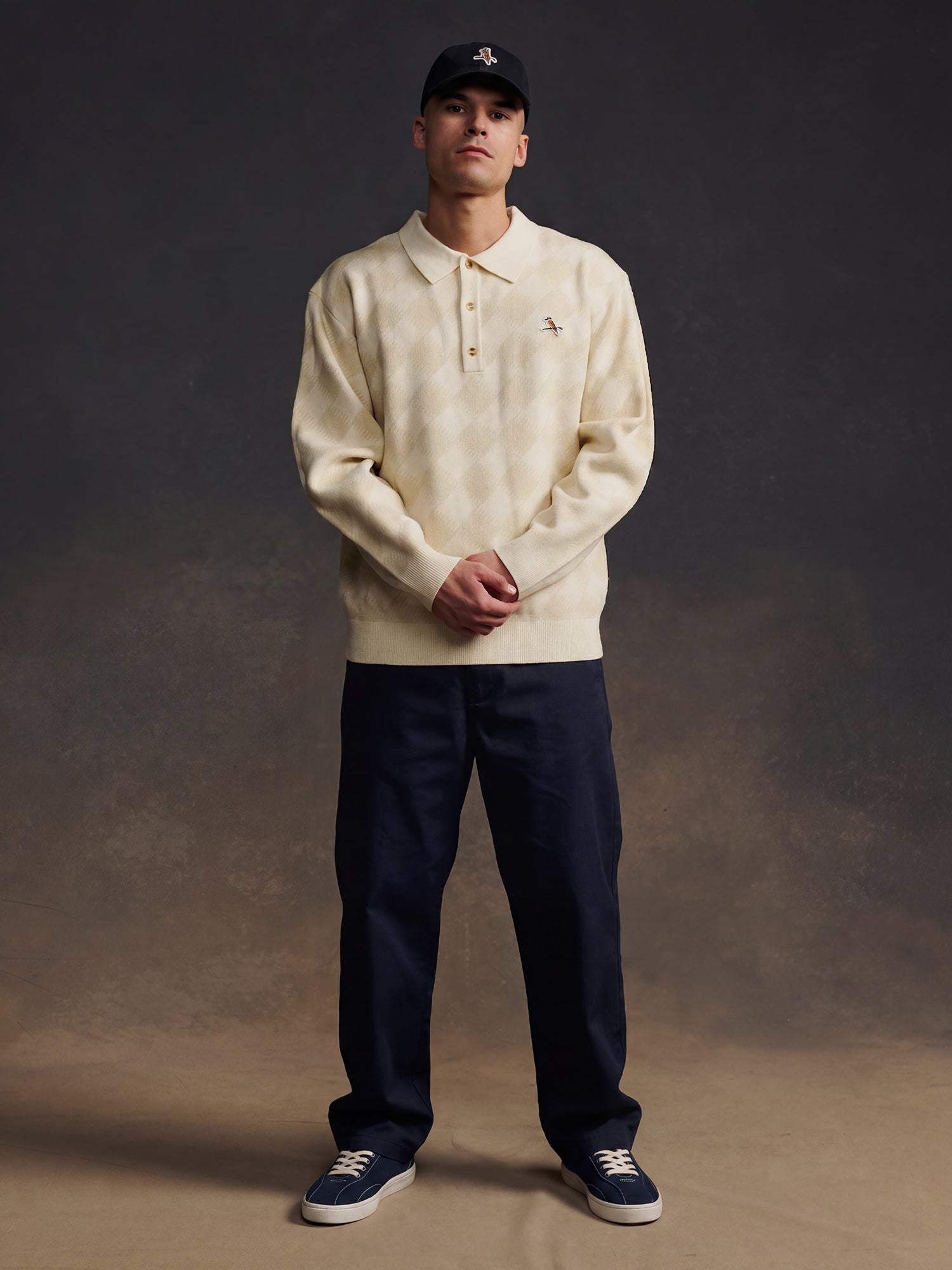 Gold Label Turncheck LS Polo Ivory